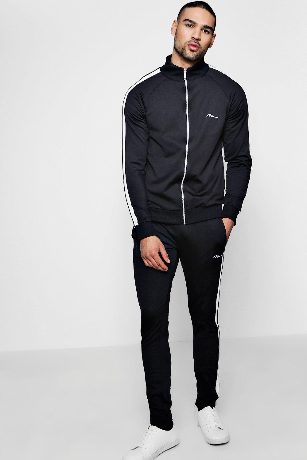 boohoo man tracksuit black