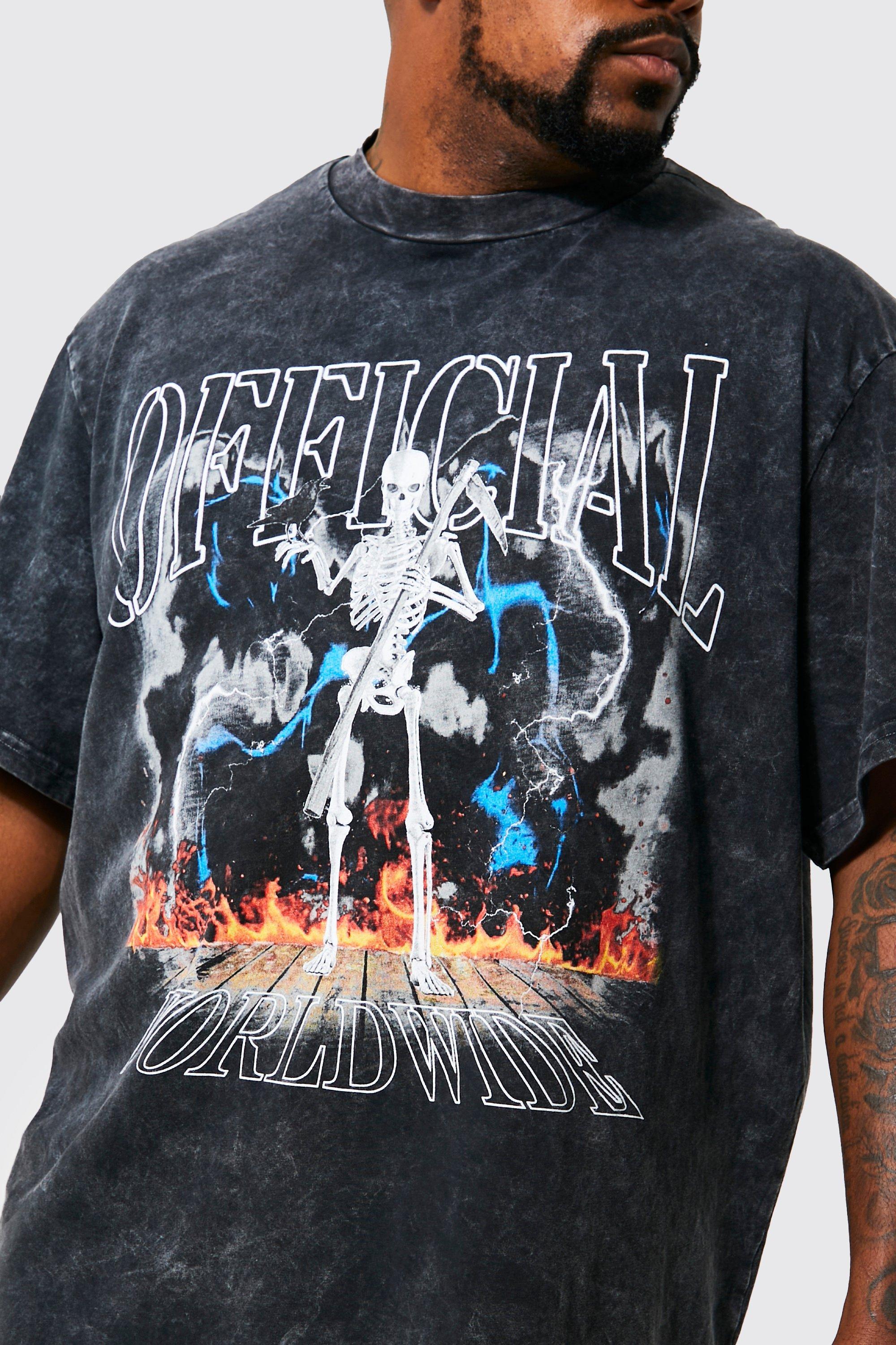 BoohooMAN Denim Plus Acid Wash Skeleton 