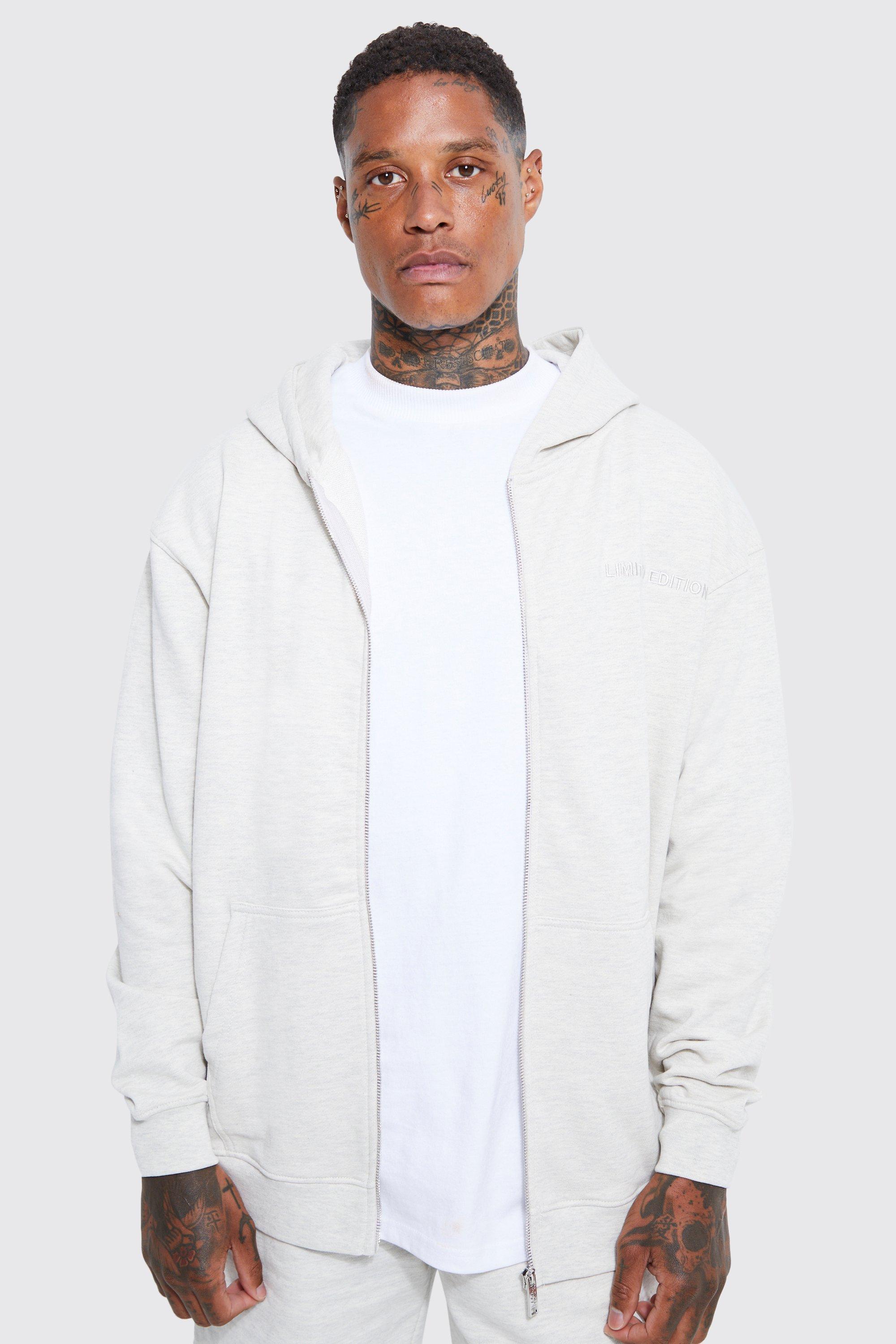 Boohoo Oversized Limited Premium Zip Thru Hoodie in White for Men Lyst