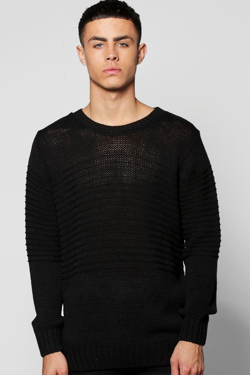 Boohoo Crew Neck Multi Knit Jumper in Black for Men Lyst