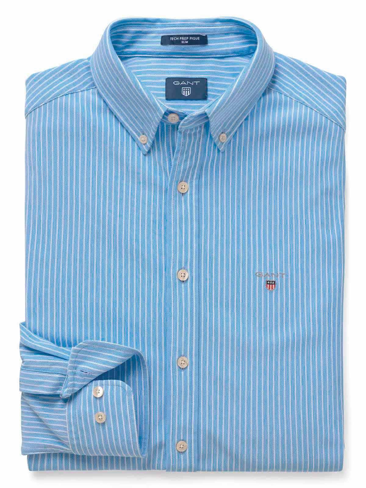 GANT Cotton O1. Tp Pique Stripe Slim Bd in Blue for Men - Lyst