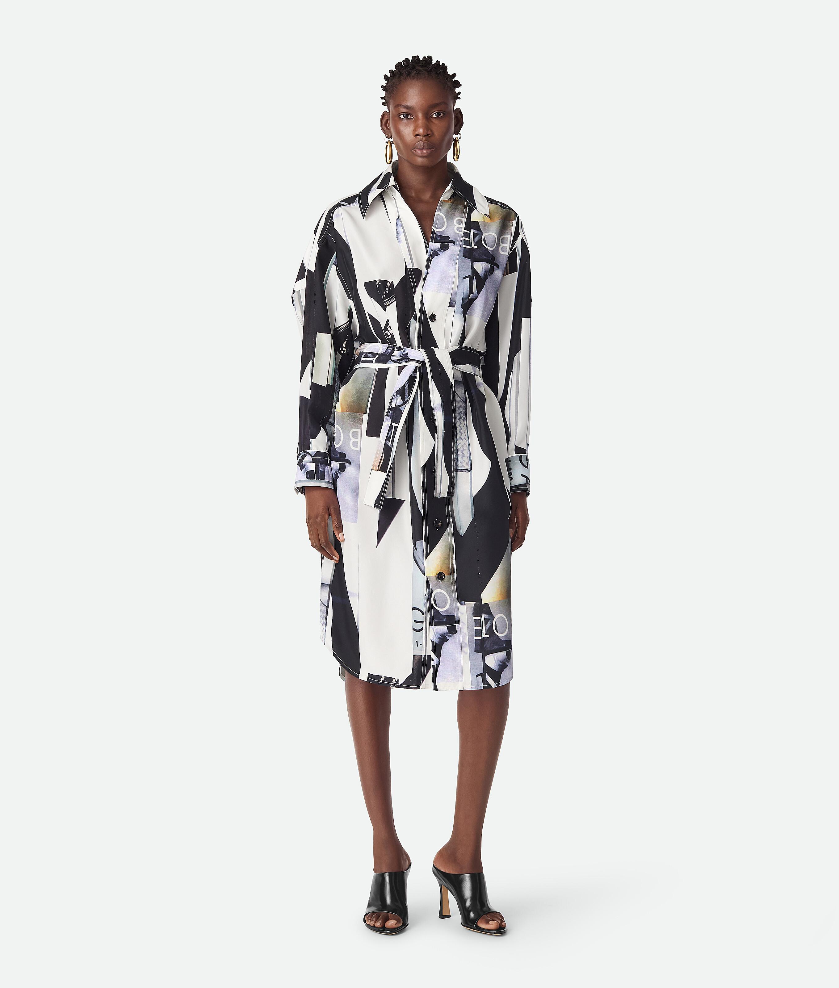 ワンピース BOTTEGA VENETA PRINTED SILK DRESS BOTTEGA VENETA Tasseled printed silk and cotton-blend