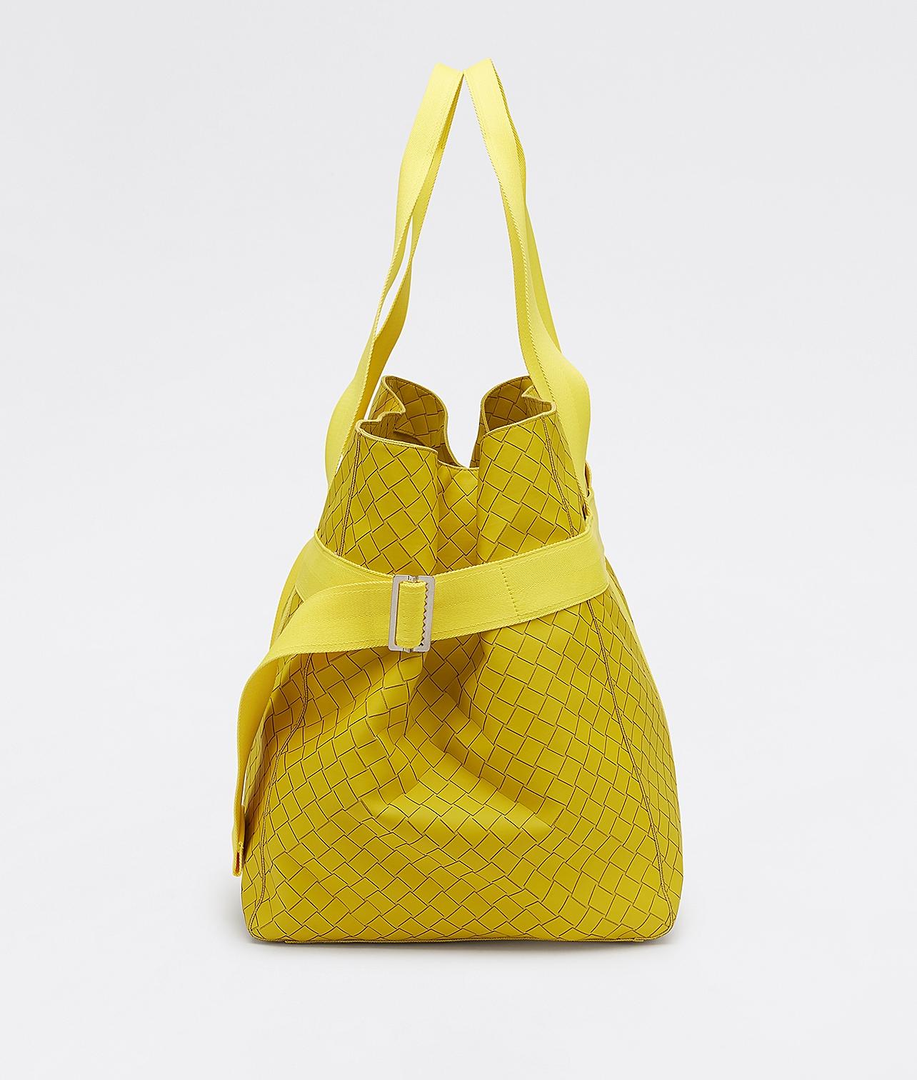 65506 auth BOTTEGA VENETA Seagrass yellow leather POINT MEDIUM Tote Bag