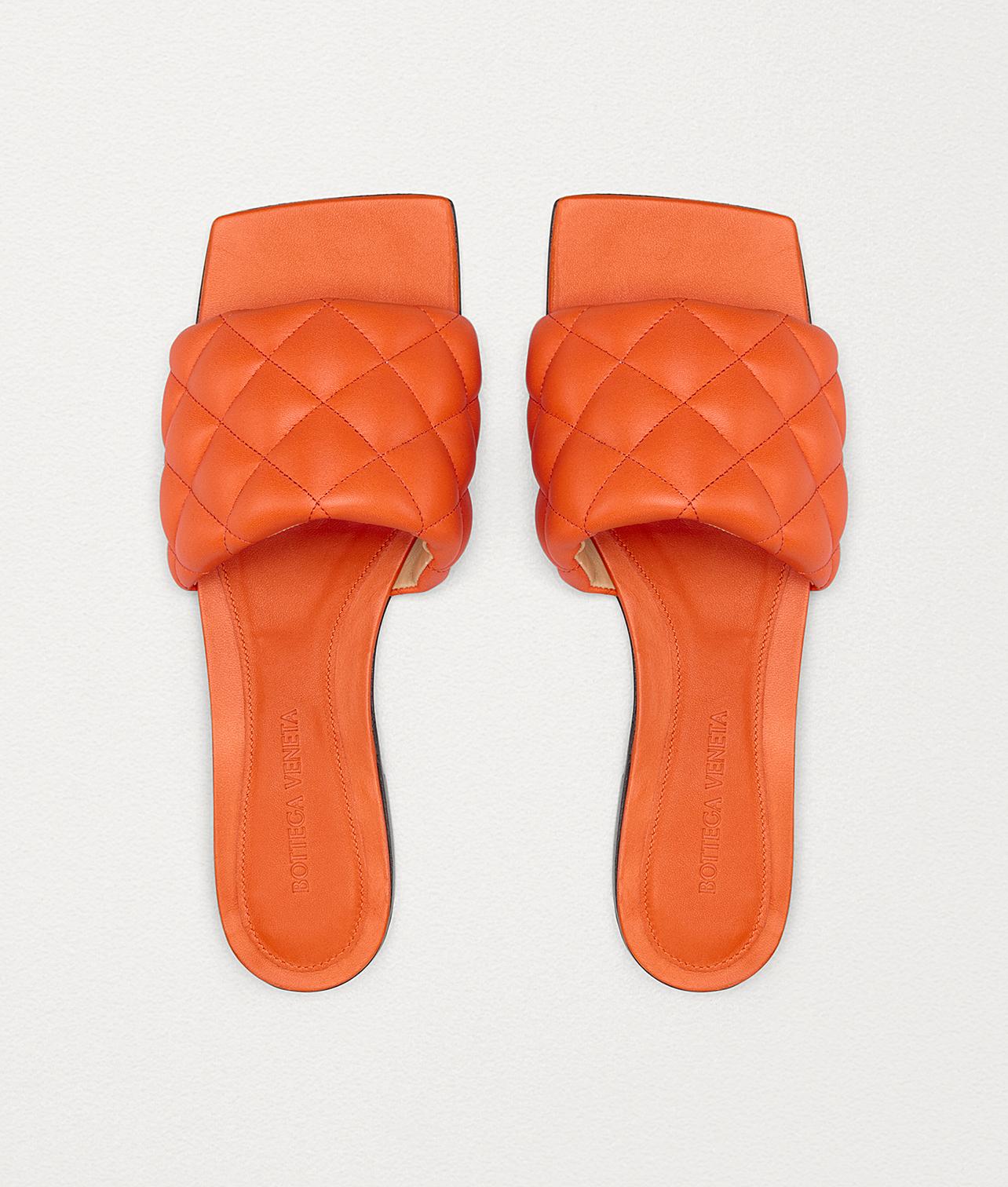 Bottega Veneta Leather Padded Sandals in Coral (Orange) | Lyst