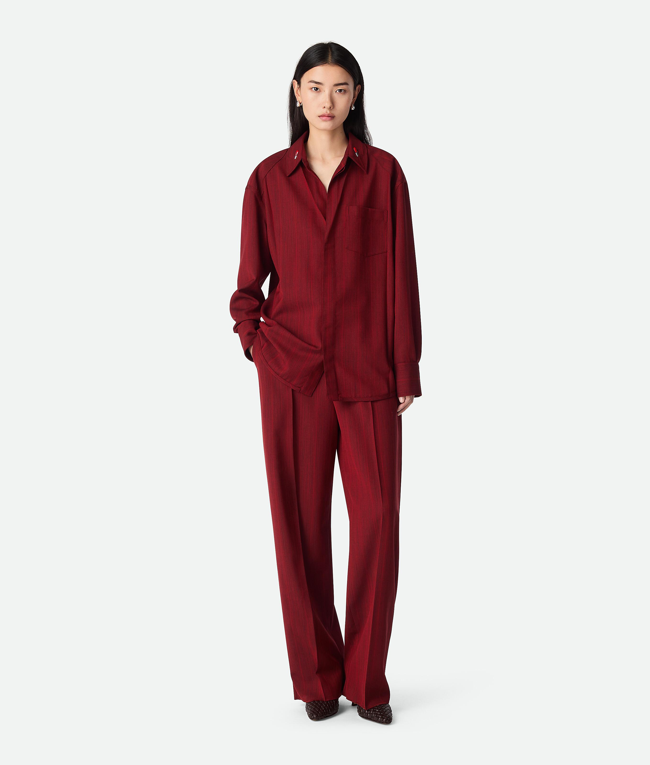 Bottega Veneta ウール サトル ストライプ シャツ レッド | Lyst