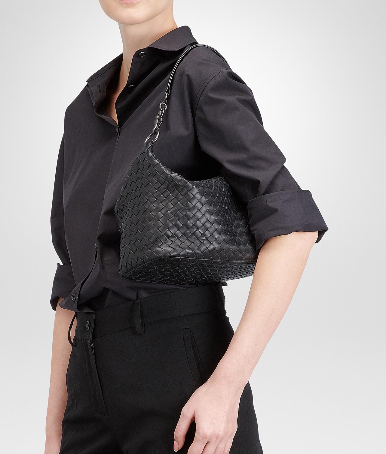 Bottega Veneta Leather Nero Intrecciato Nappa Small Shoulder Bag in Black |  Lyst
