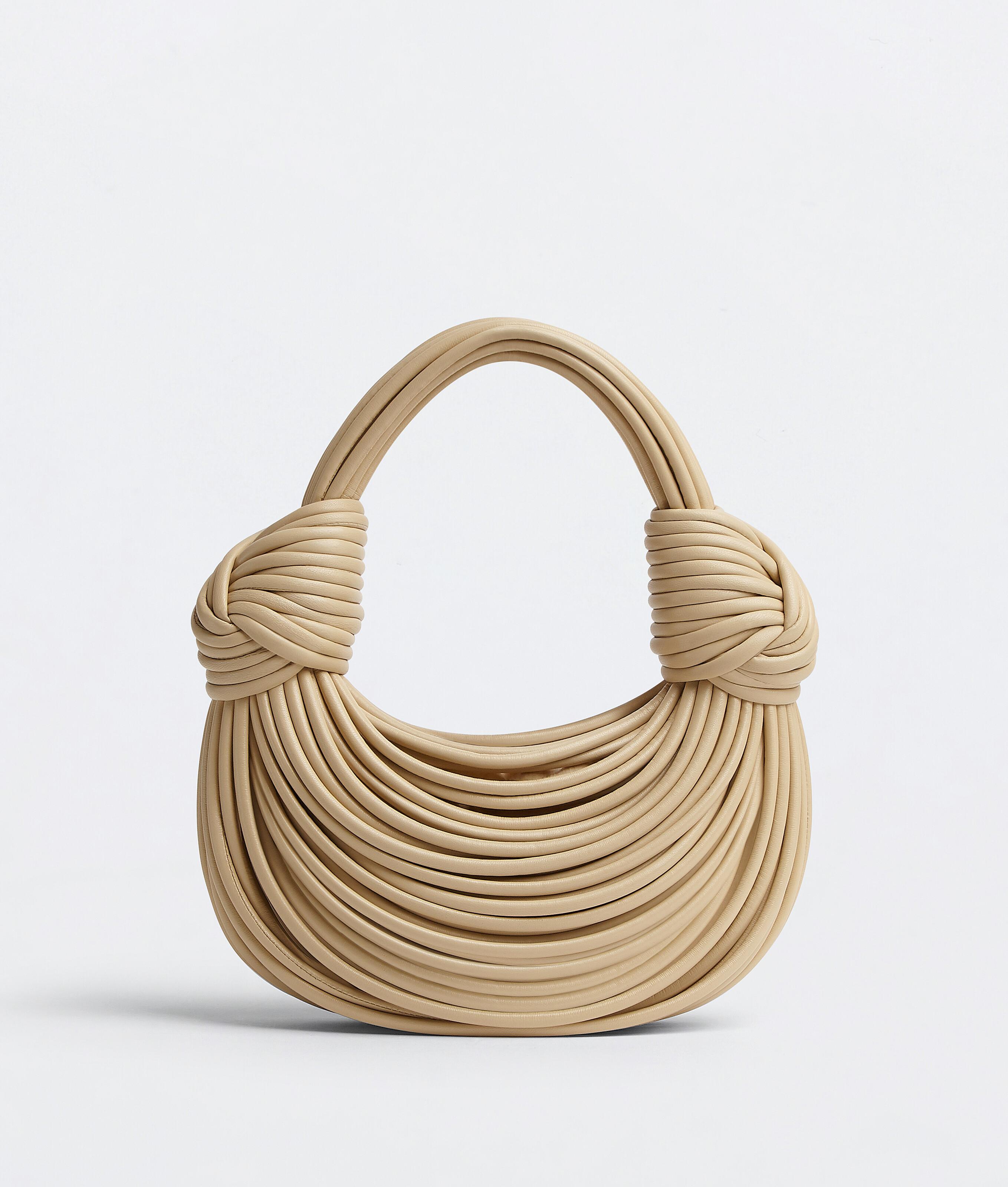 Bottega Veneta Outlet: Knot pochette in woven leather - Beige