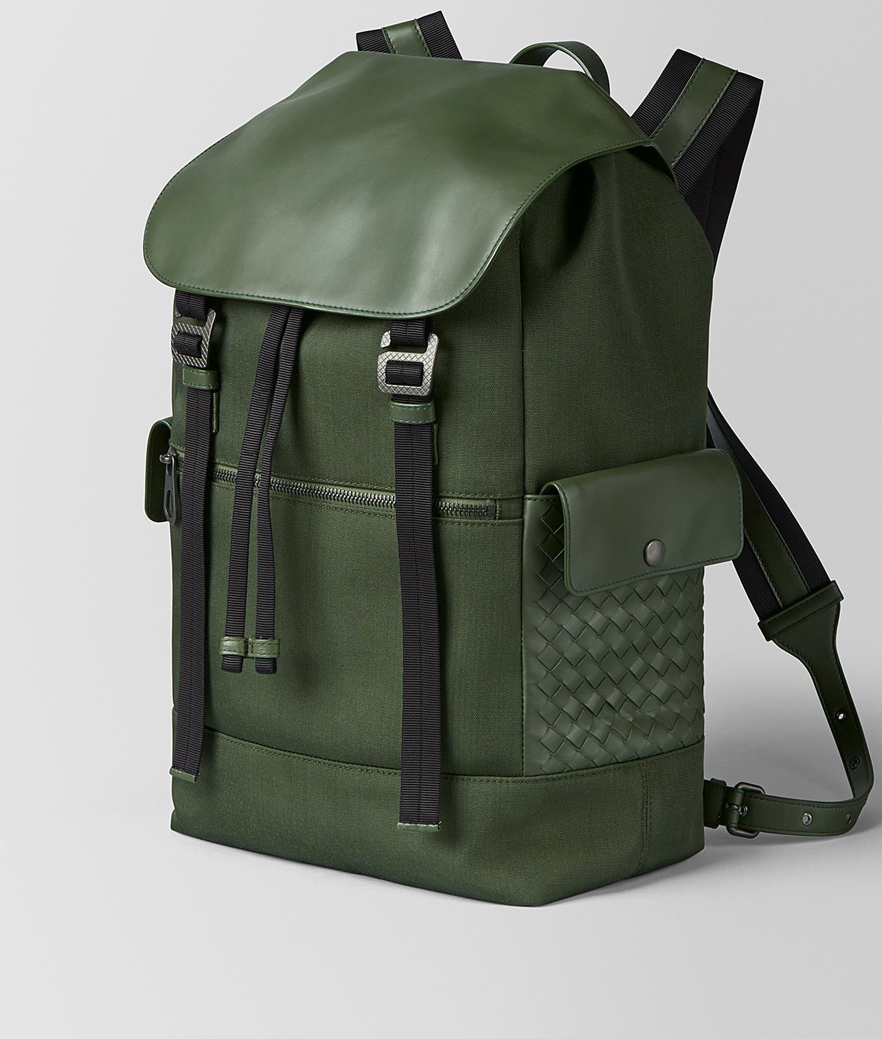 Bottega Veneta Forest Hi-tech Canvas Sassolungo Backpack in Forest Nero ...