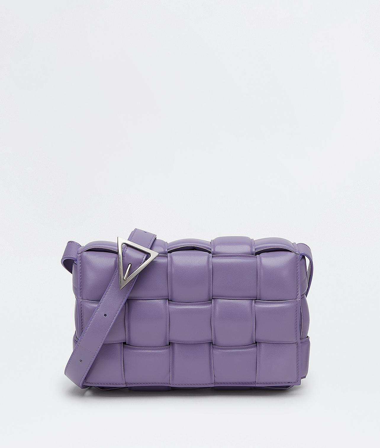 Padded Cassette Leather Shoulder Bag in Purple - Bottega Veneta