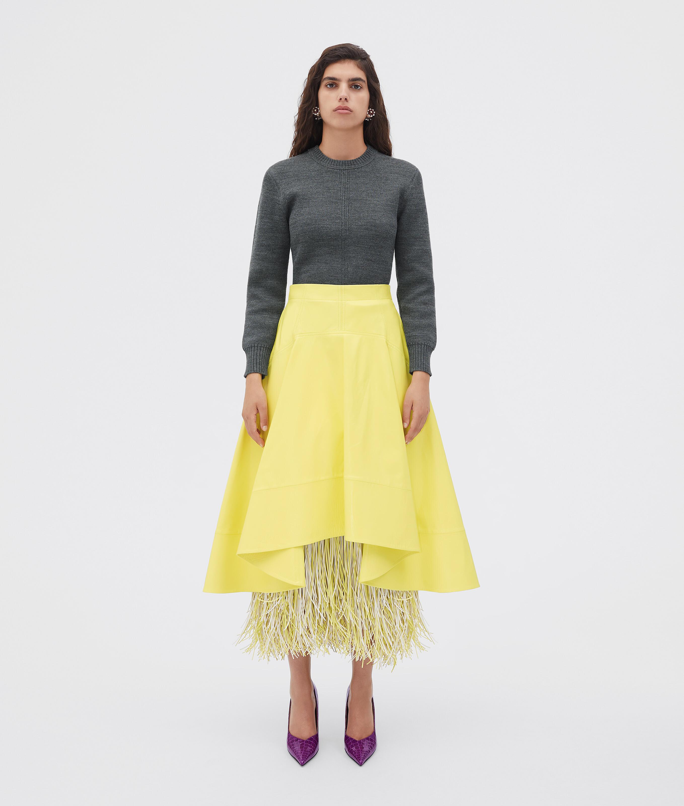 Bottega Veneta Shiny Leather Skirt in Yellow | Lyst