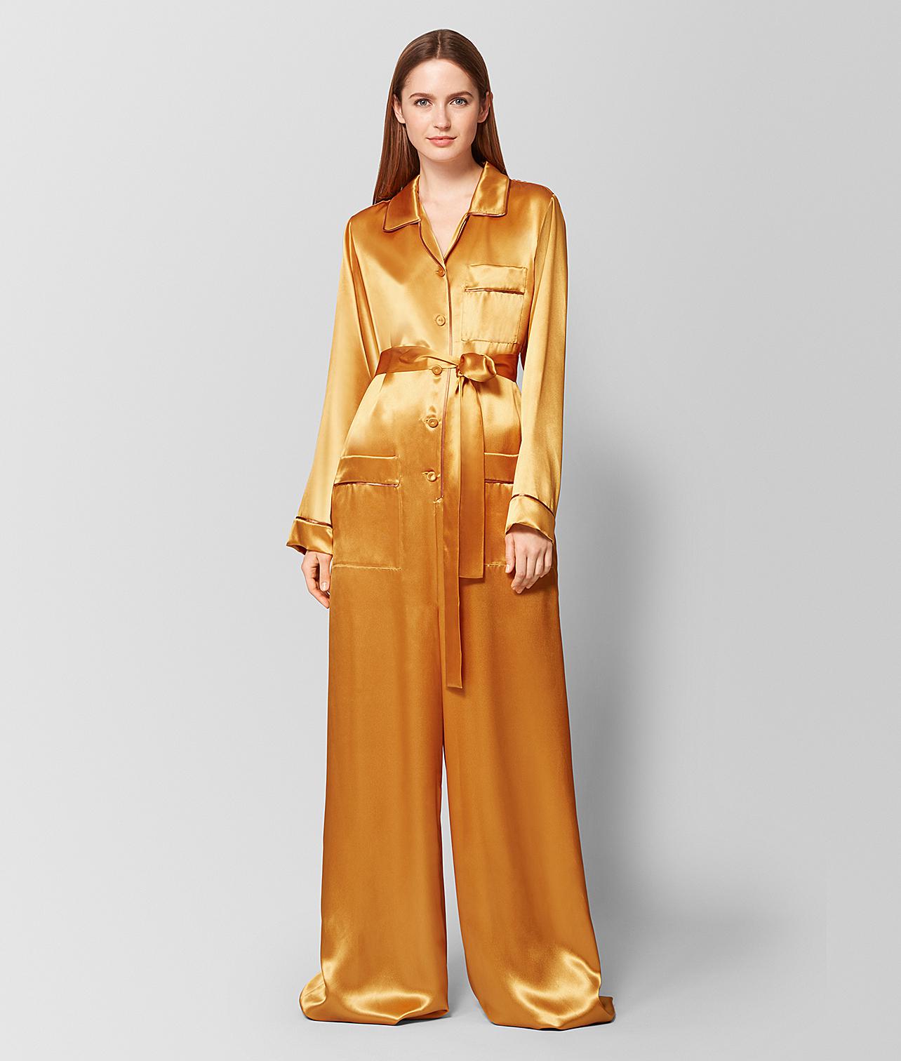 Gold satin jumpsuit Clearance