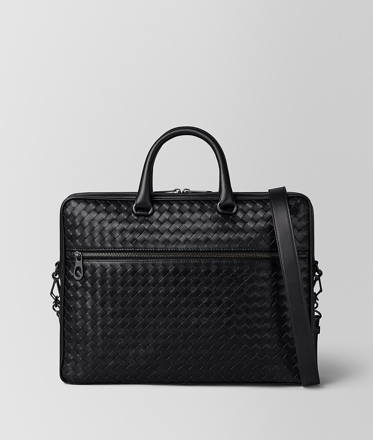 Bottega Leather Nero Intrecciato Vn Small Briefcase in Black for