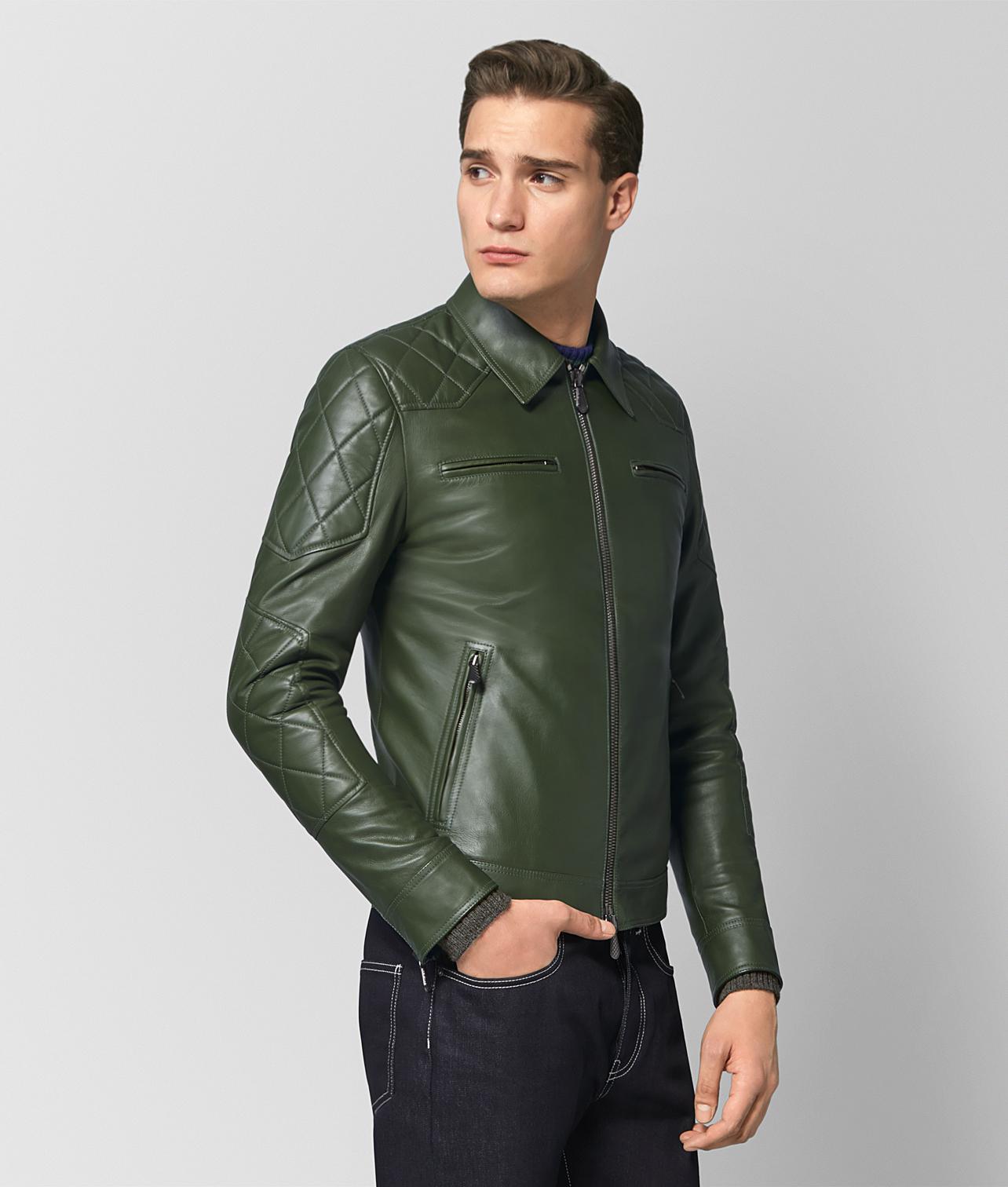 Bottega Veneta Leather Forest Calf Jacket in Green for Men ...