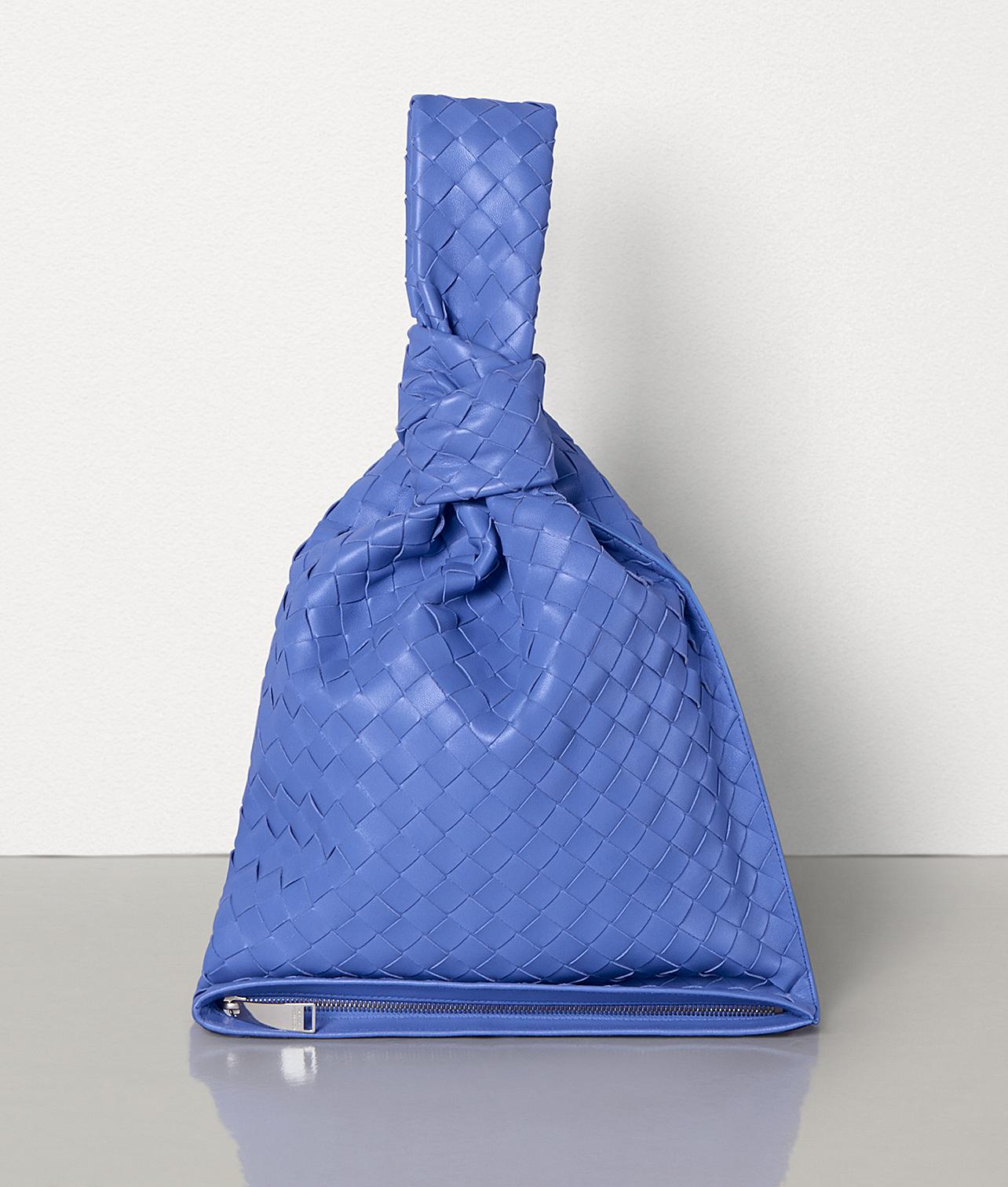 BOTTEGA VENETA Twist robin's egg blue smooth leather knotted hand bag  authentic