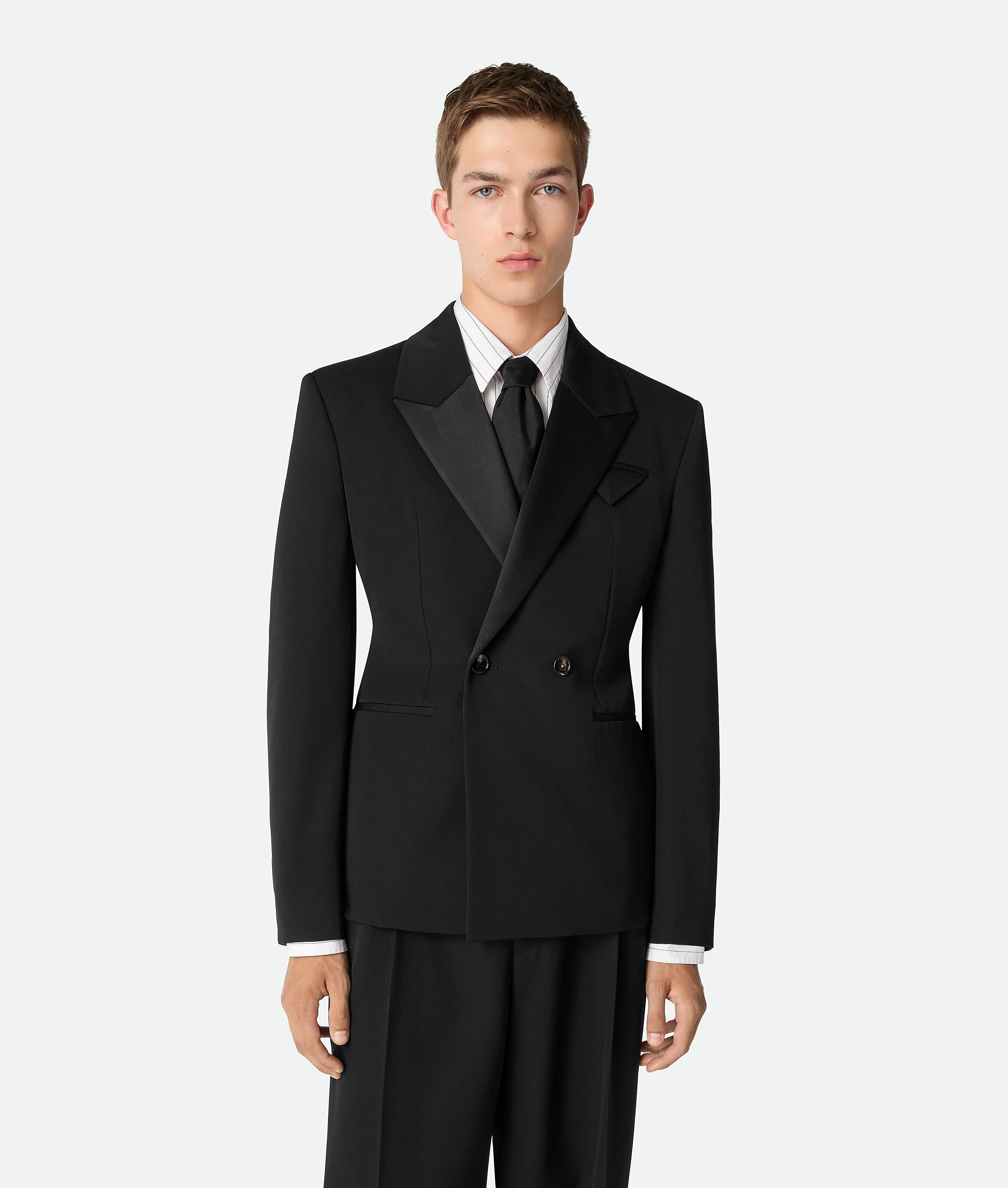 【送料&関税込】Bottega Veneta Black Wool Tuxedo Jacket Bottega Veneta Men's Intrecciato Leather Blouson Jacket