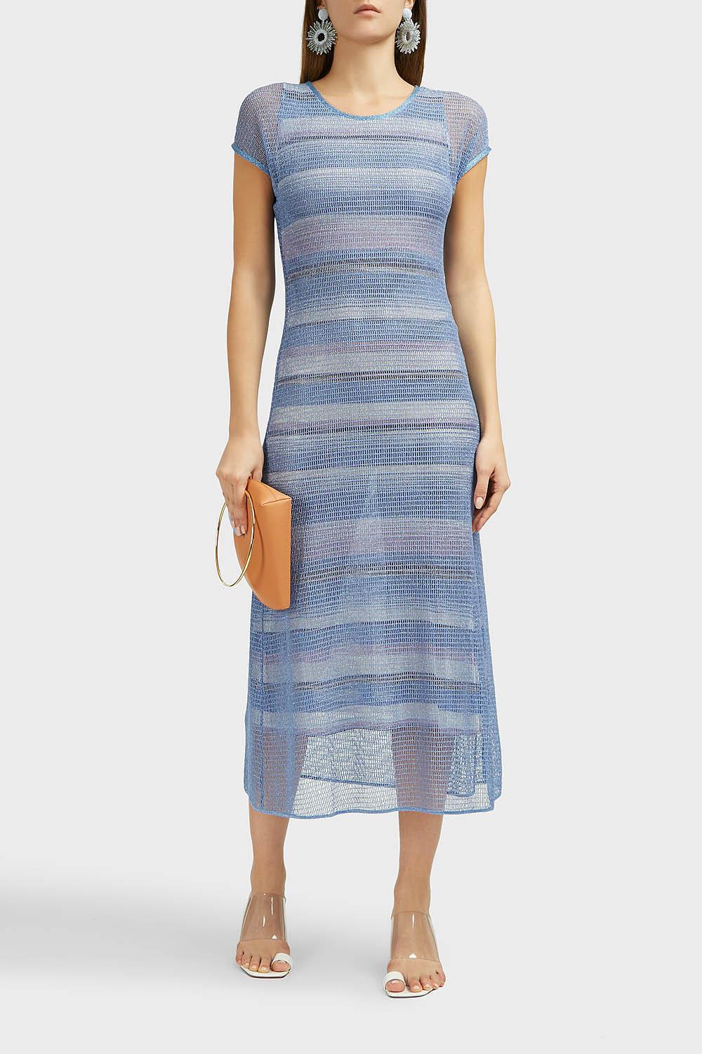 Missoni Lurex Midi Dress in Blue Lyst