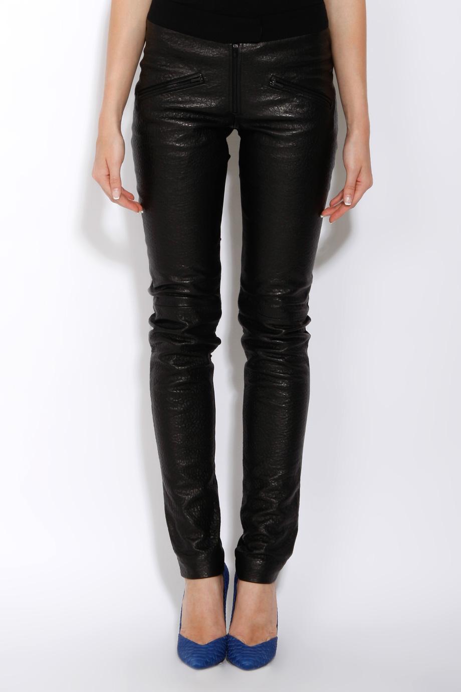 Lyst - Preen by thornton bregazzi Leather Front Ted Slim Pants in Black ...