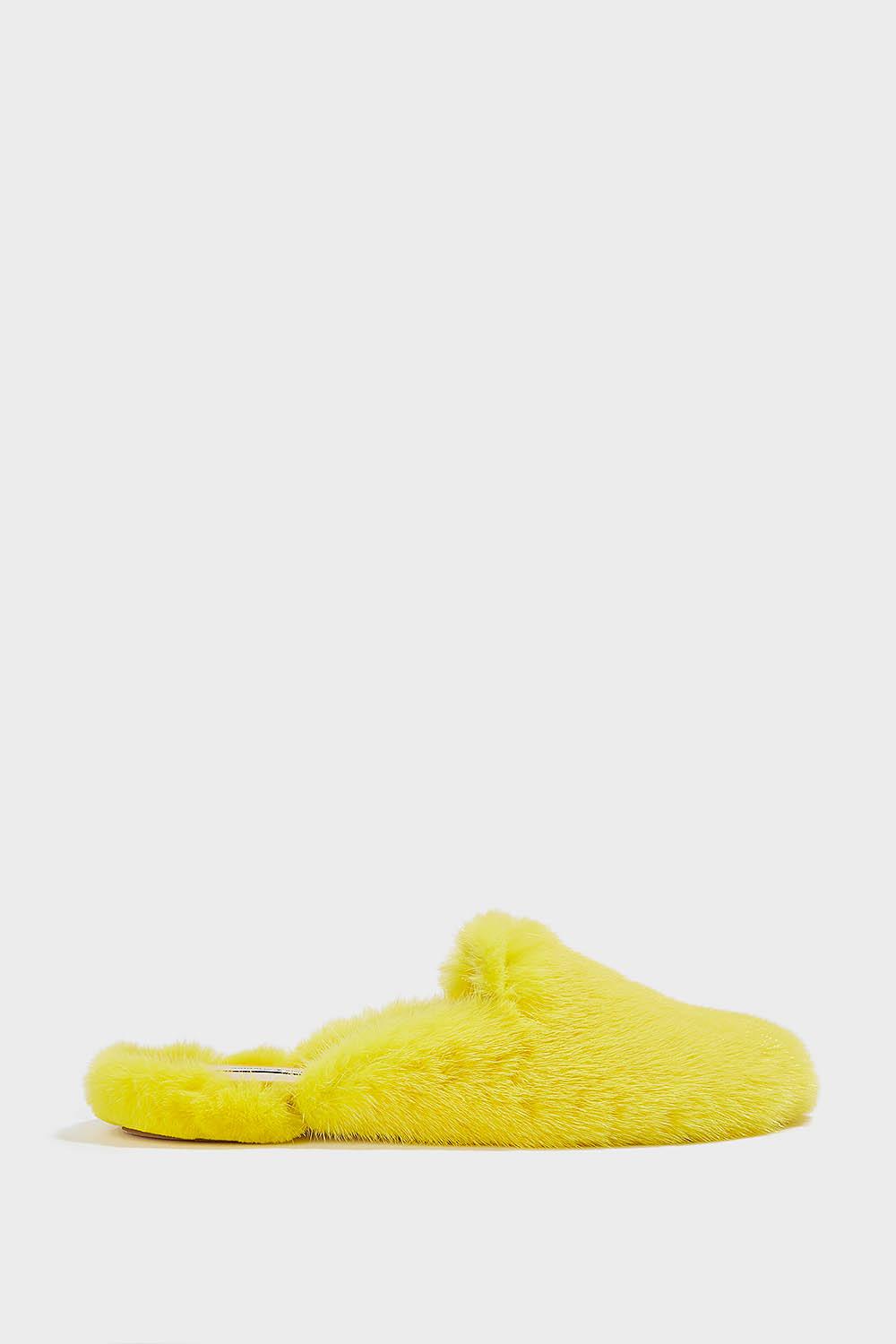Natasha Zinko Mink Fur Slippers in Yellow - Lyst