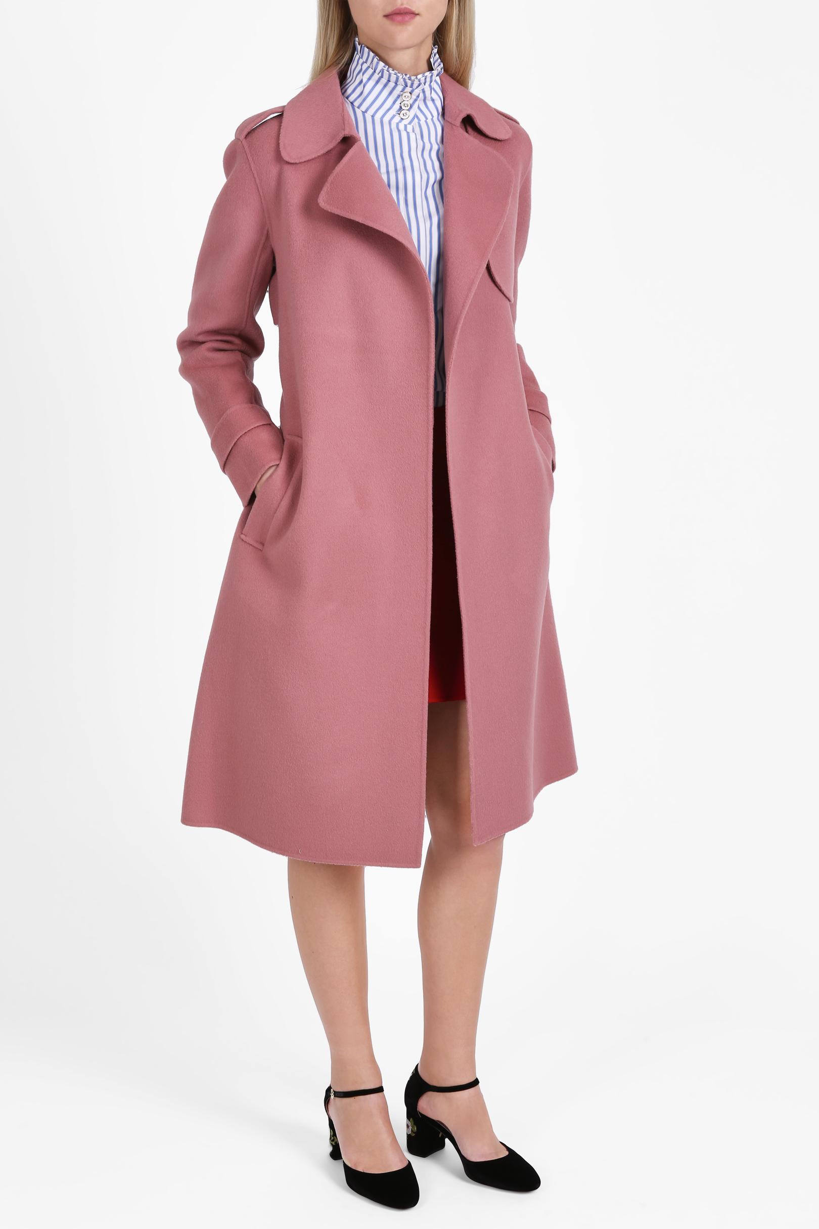 Theory Double Faced Wool Trench Coat in Pink Lyst