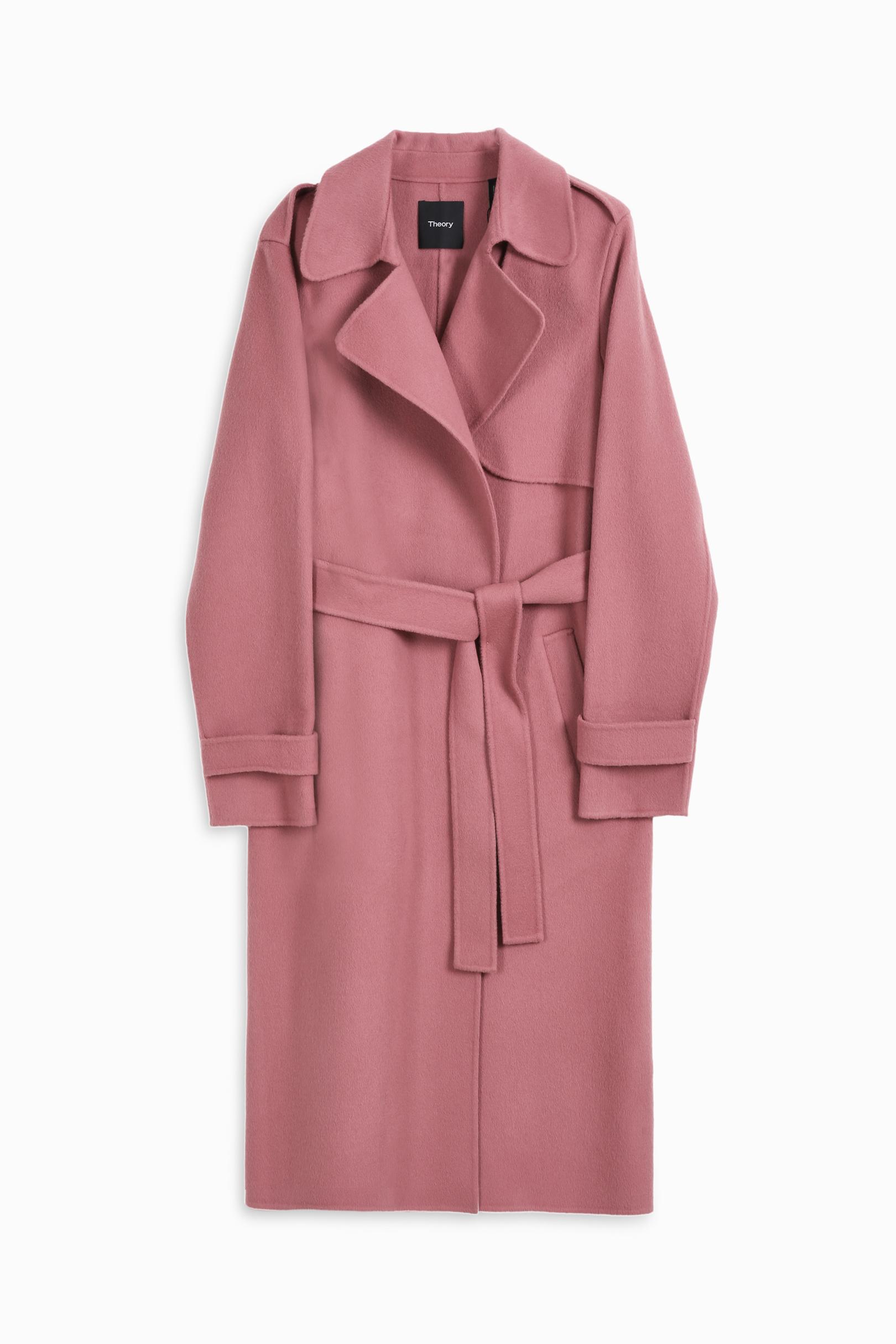 Theory Double Faced Wool Trench Coat in Pink Lyst