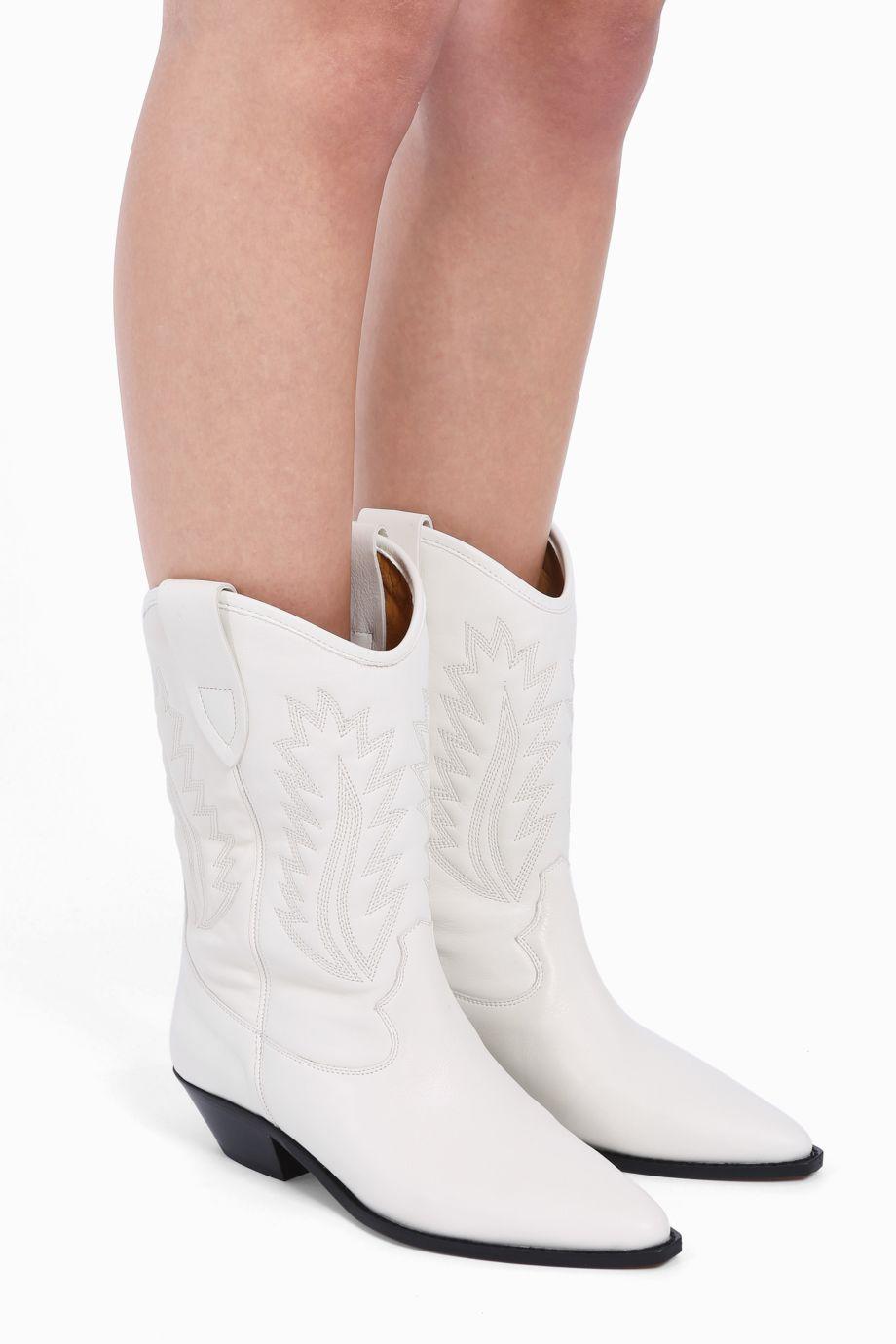 Étoile Isabel Marant Leather Dallin Cowboy Boots in White