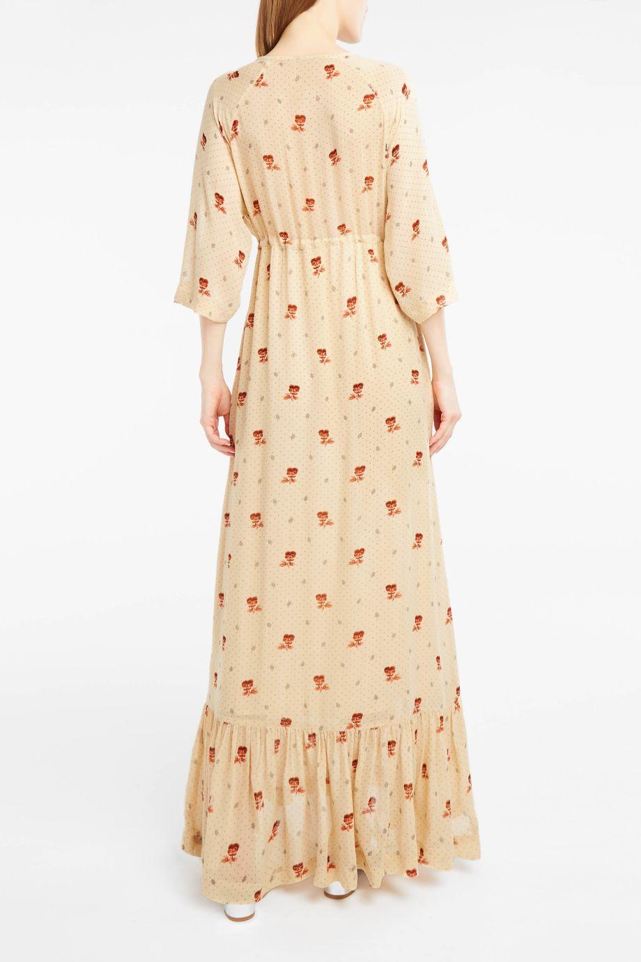 Ganni Synthetic Newman Georgette Maxi Dress in Natural - Lyst