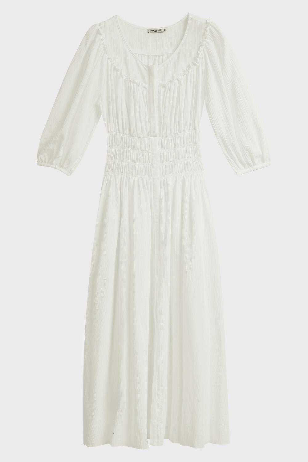 Lyst - Three Graces London Arabella Smocked Cotton Dress in White