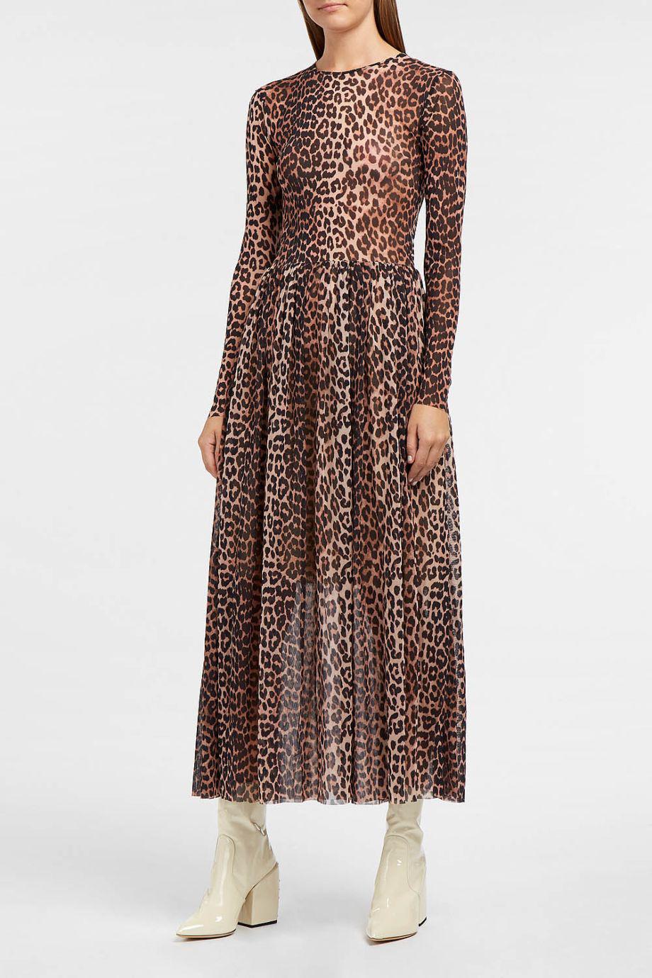 Ganni mesh leopard dress Clearance