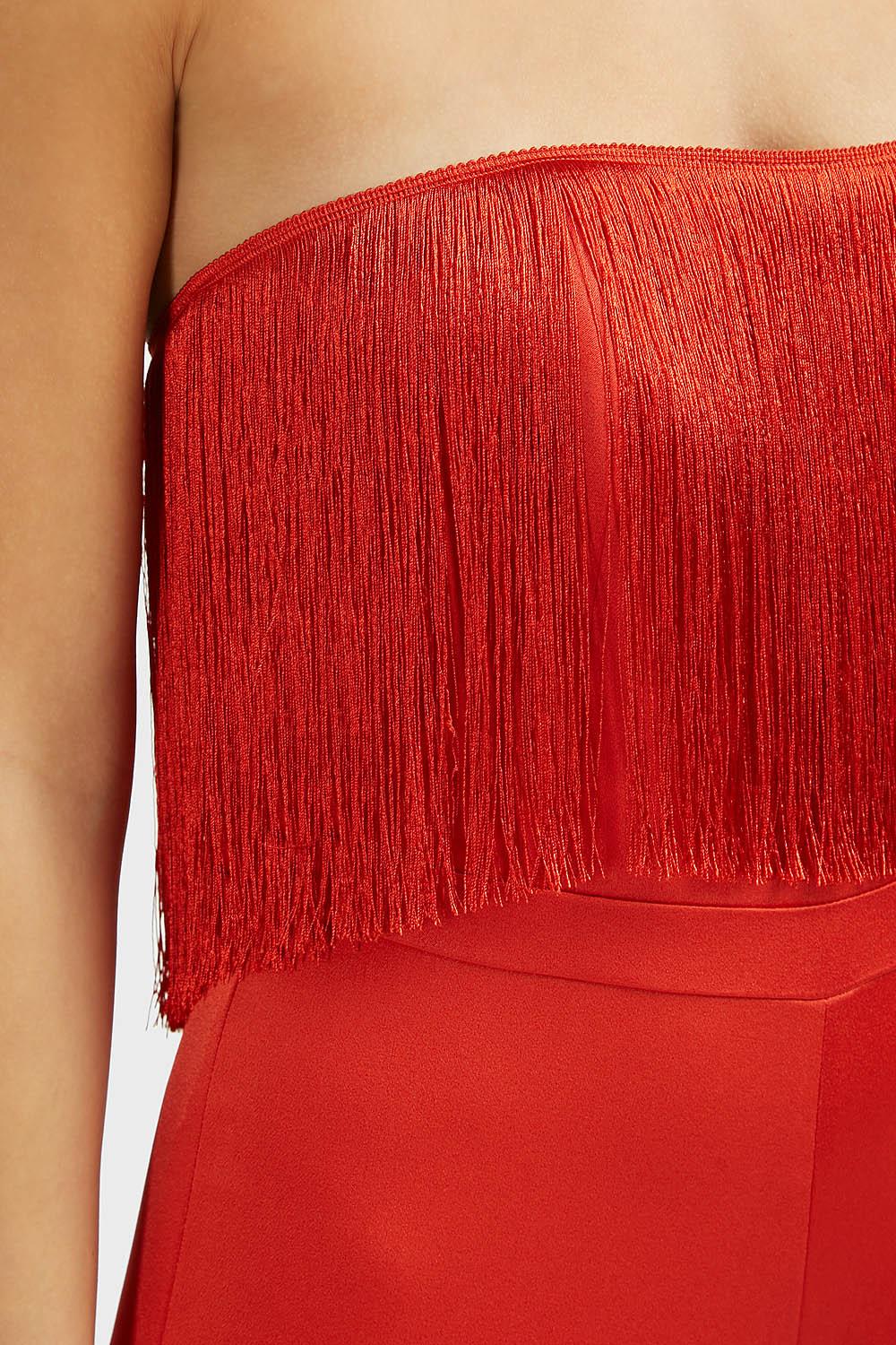 alexis red fringe dress