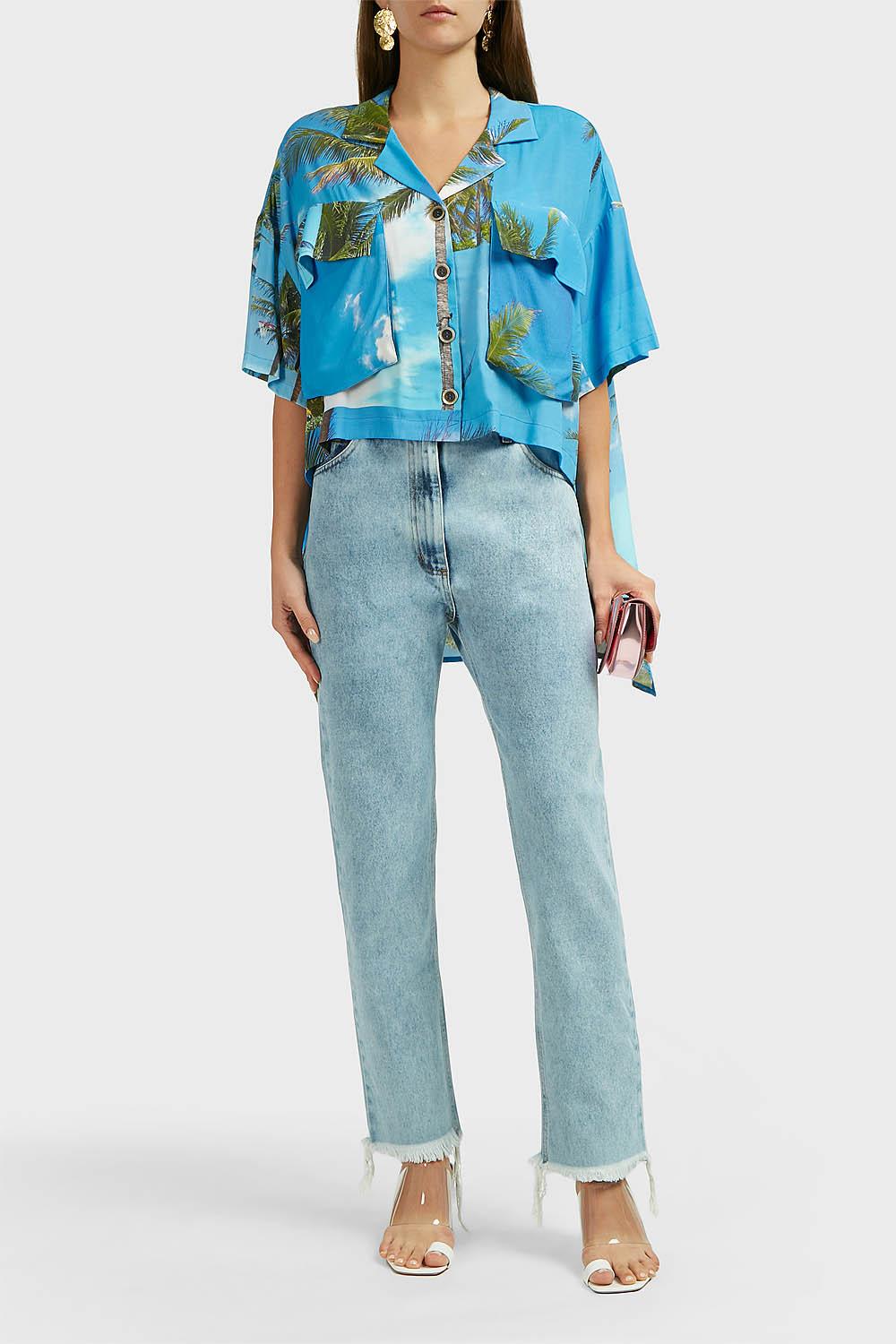 Natasha zinko frayed hem straight leg jeans Clearance