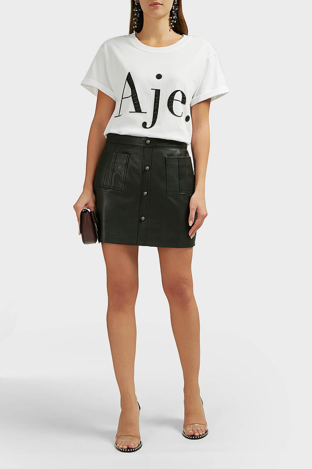 Aje. Shrimpton Leather Mini Skirt in 