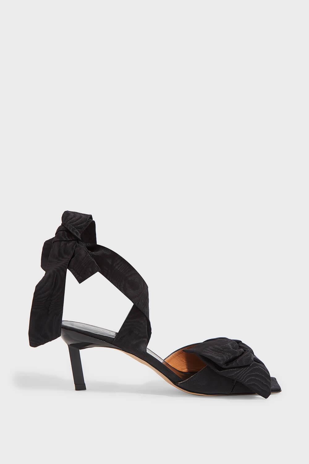Ganni Bow-detail Tie-up Sandals in Black - Lyst