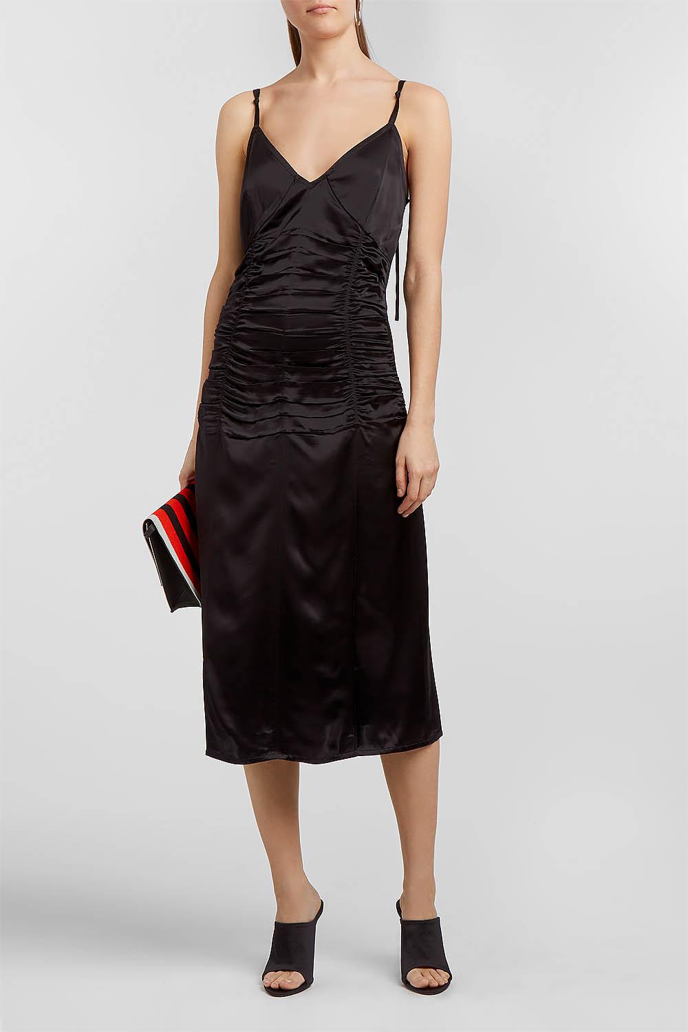 helmut lang ruched slip dress