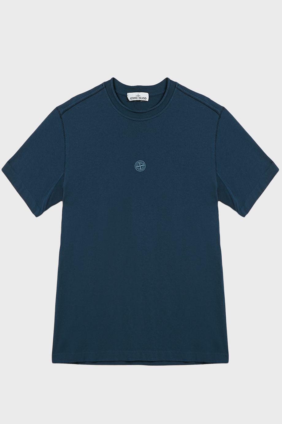 Stone Island Centre Logo Cotton T-shirt in Blue for Men - Lyst