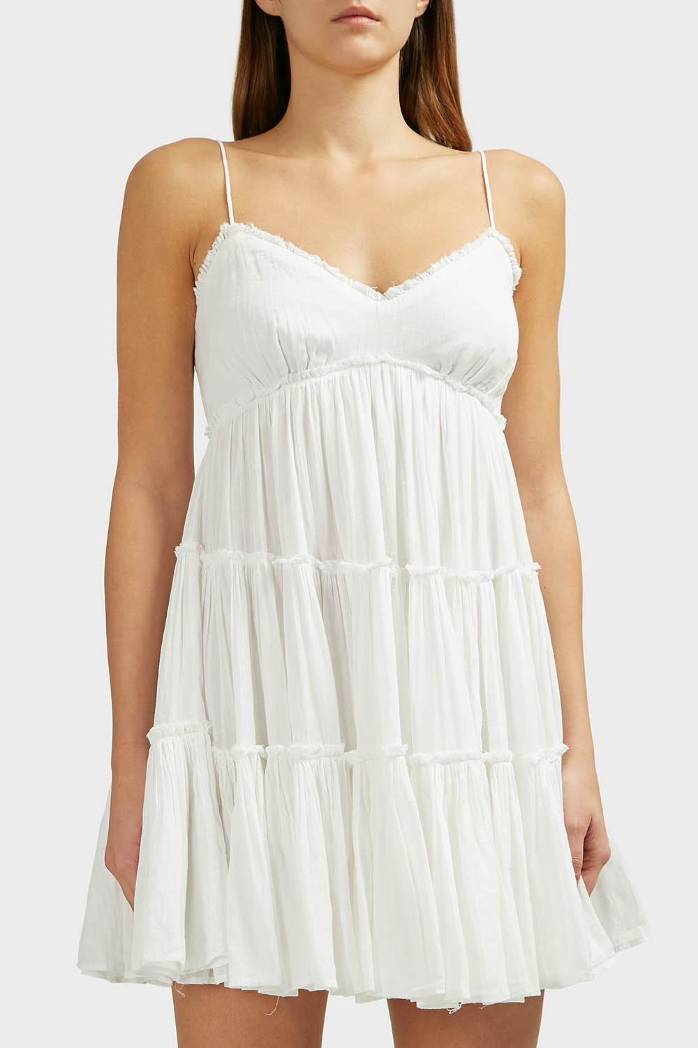 white tiered mini dress