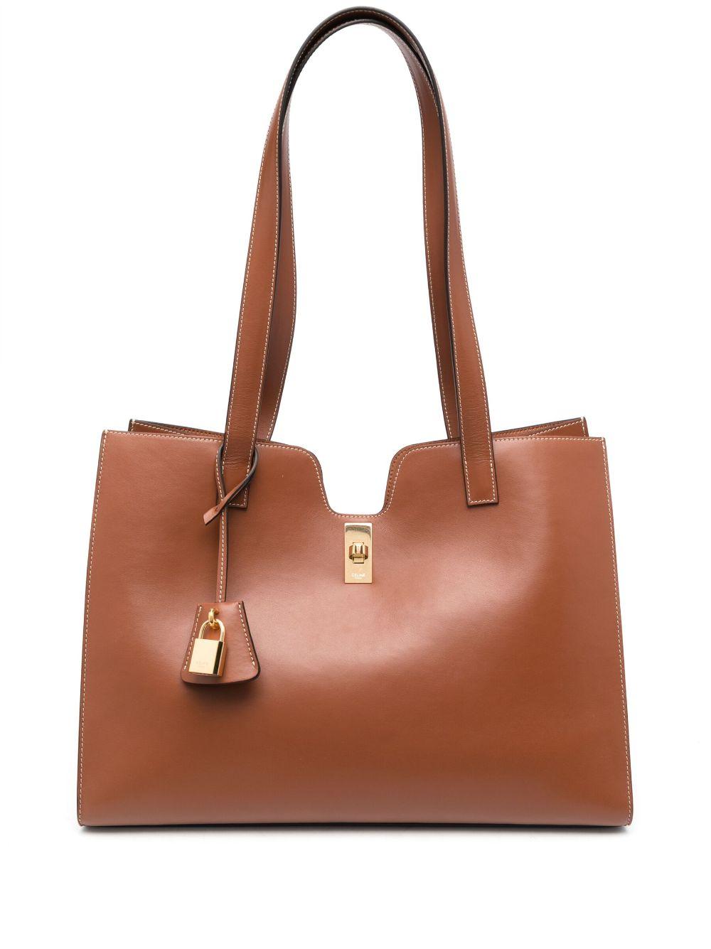 Celine Cabas 16 Leather Tote Bag in Brown | Lyst