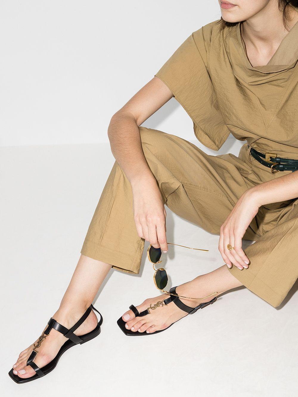 Laurent Cassandra Sandals Ysl Logo Sandals Flat Cassandra Sandals