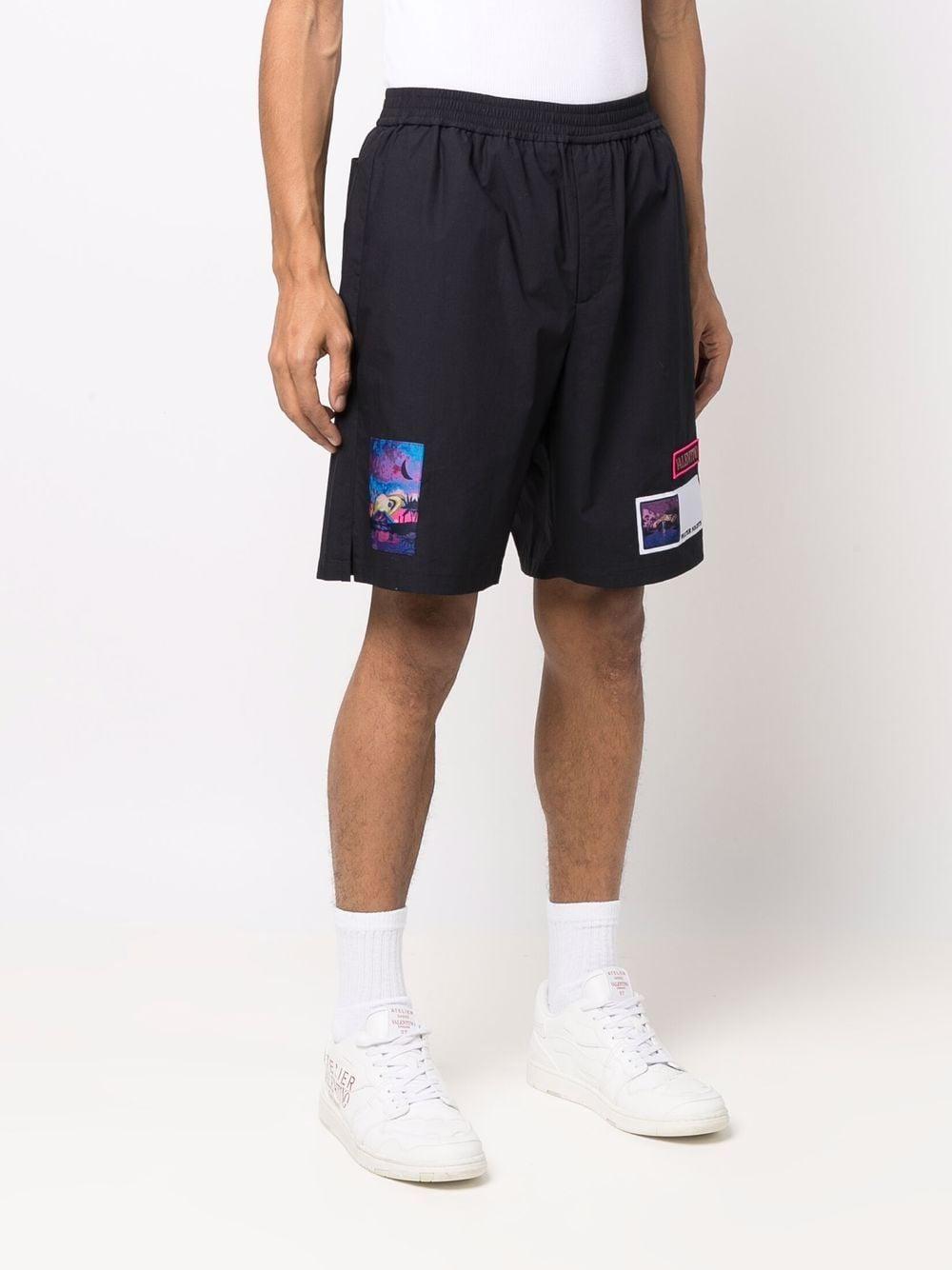 Valentino logo-patch cotton drawstring shorts - Black