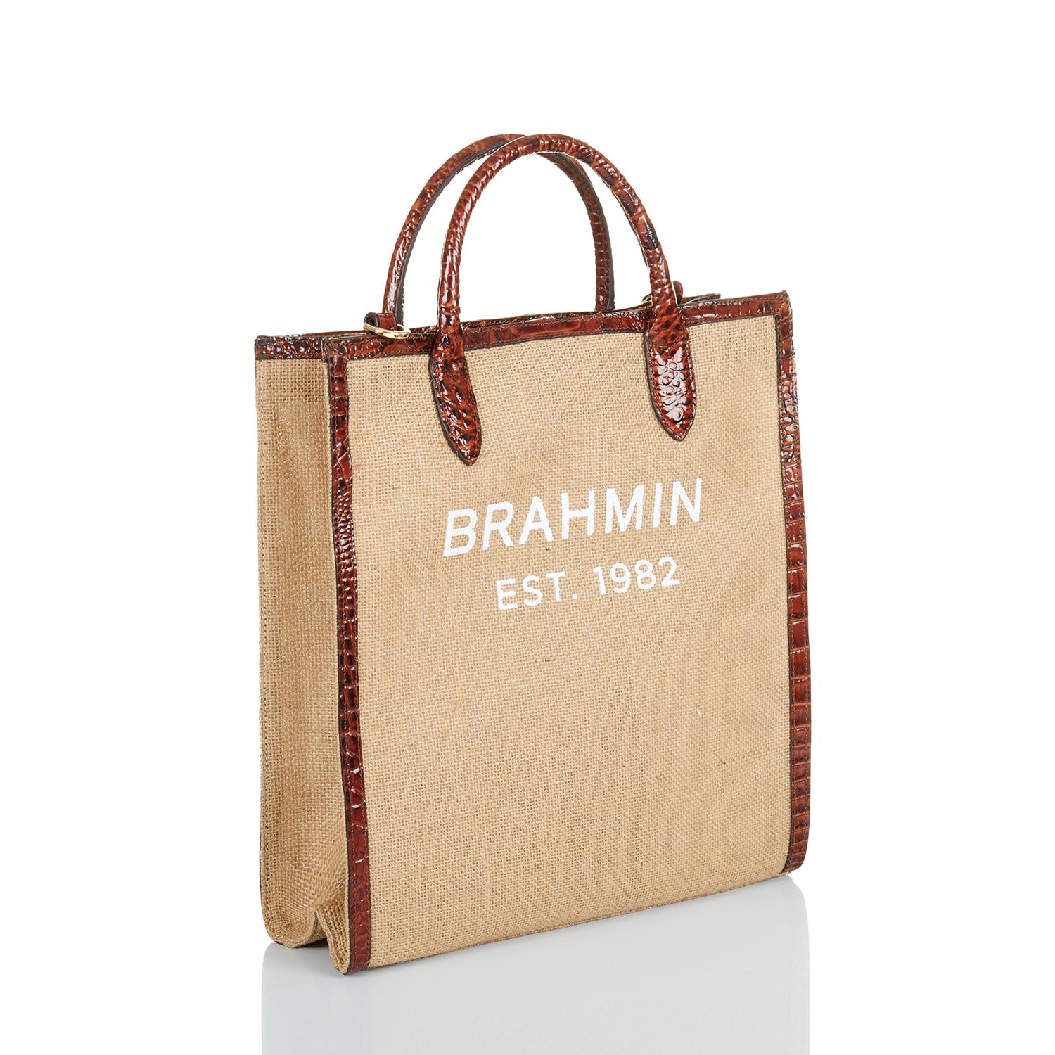 Brahmin burlap tote cheap