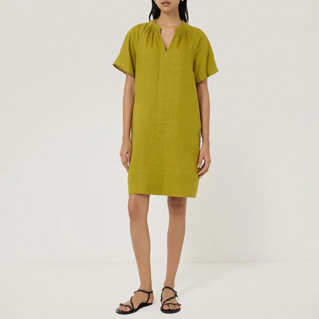Jigsaw Linen Smocked T-Shirt Dress in Yellow | Lyst UK Jigsaw Linen Smocked T-Shirt Dress in Yellow | Lyst UK