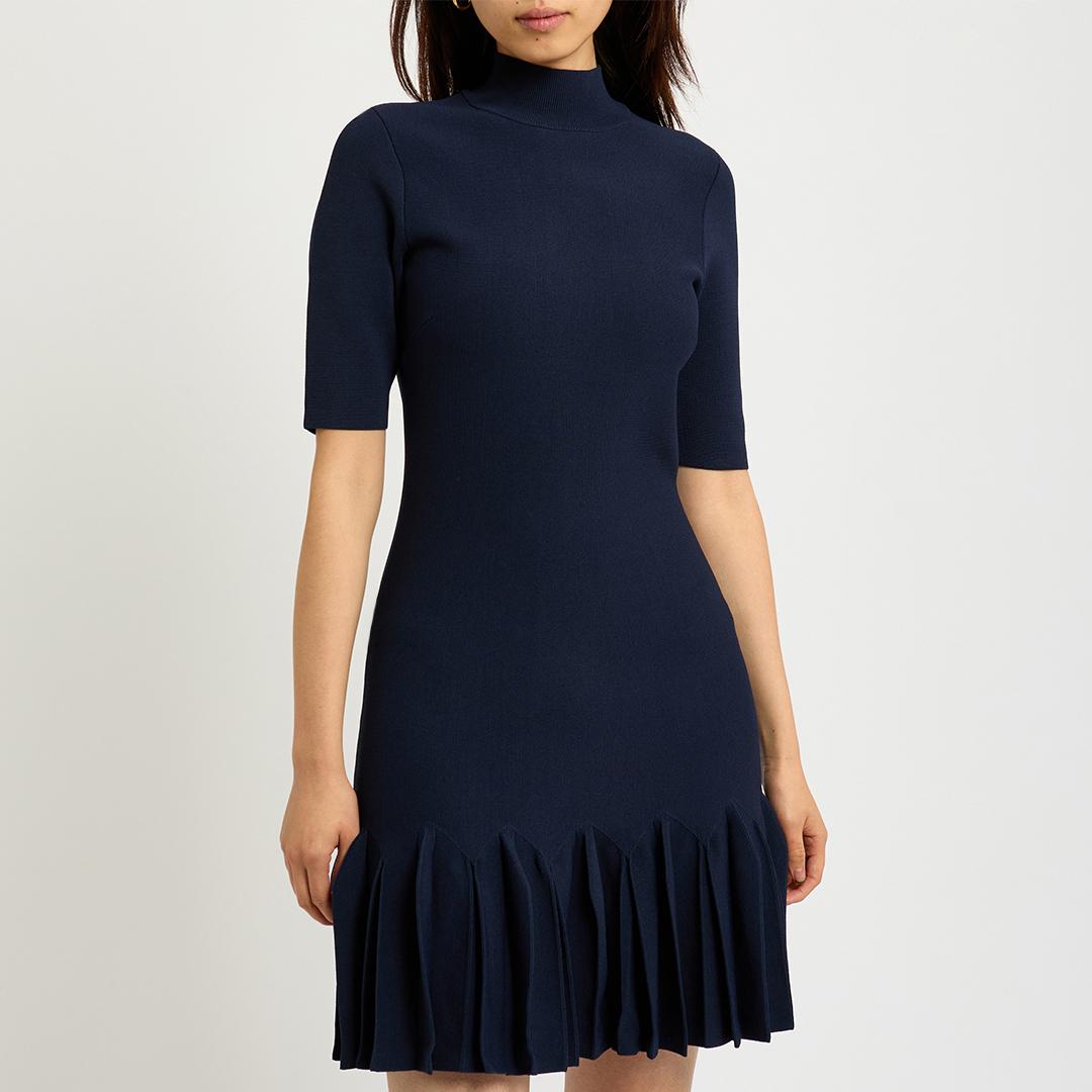 Ted Baker Pleated Hem Bodycon Knit Mini Dress in Blue | Lyst UK