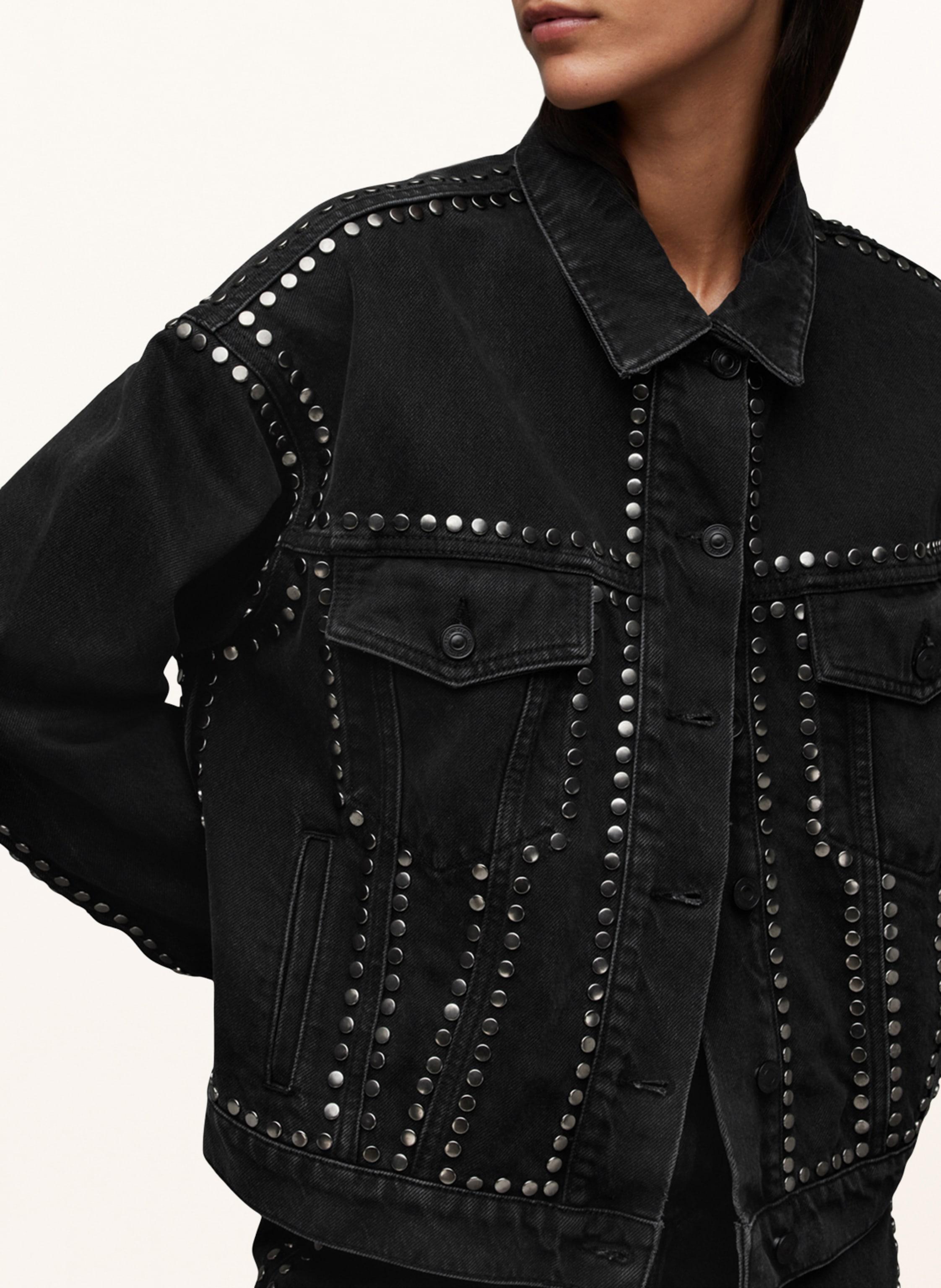 AllSaints Jeansjacke BELLA STUD mit Nieten in Schwarz Lyst DE