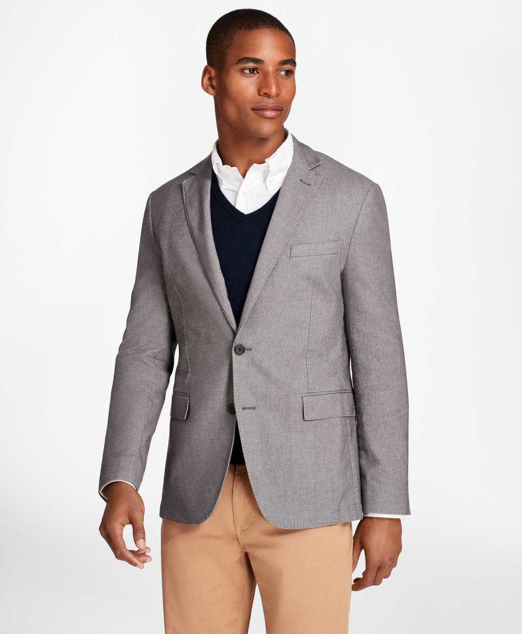 Brooks Brothers Heathered Stretch Cotton Twill Sport Coat in Grey (Gray
