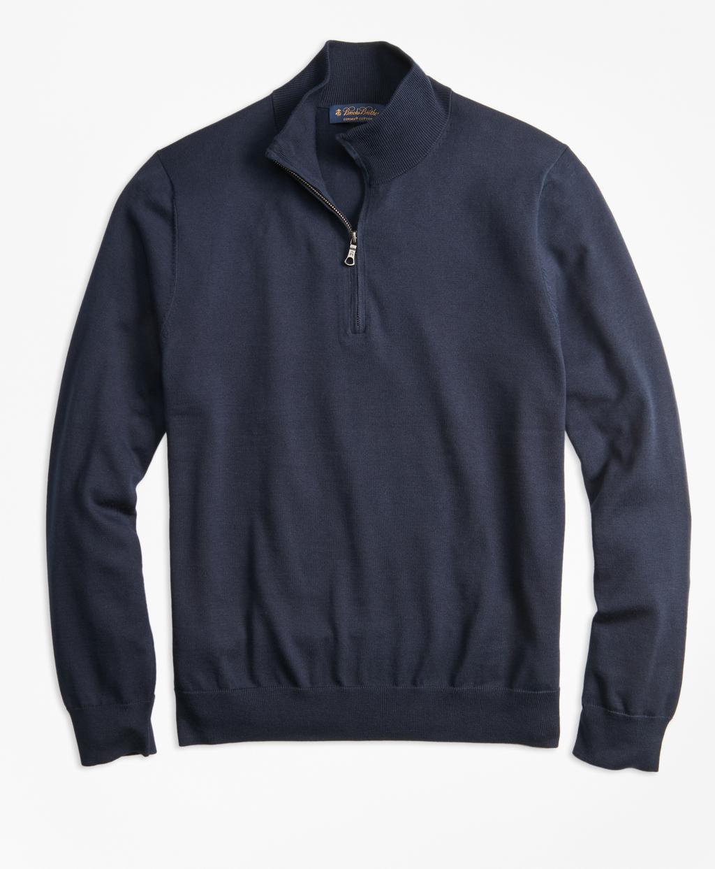 Brooks Brothers Supima Cotton Half-zip Sweater in Navy (Blue) for Men ...