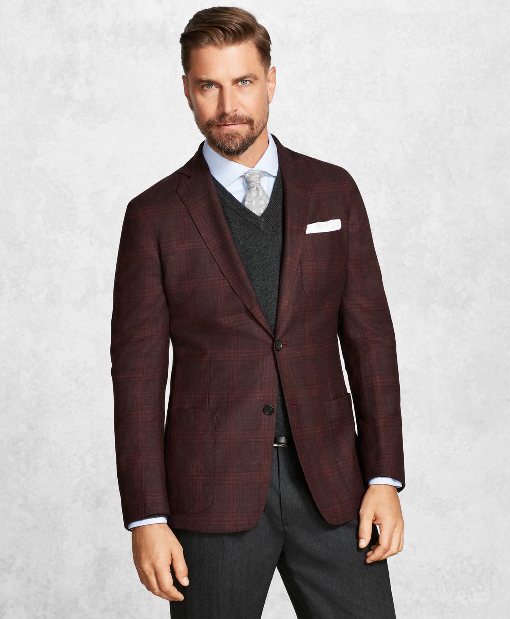 Brooks Brothers Wool Golden Fleece® Brookscloudtm Burgundy Plaid Sport