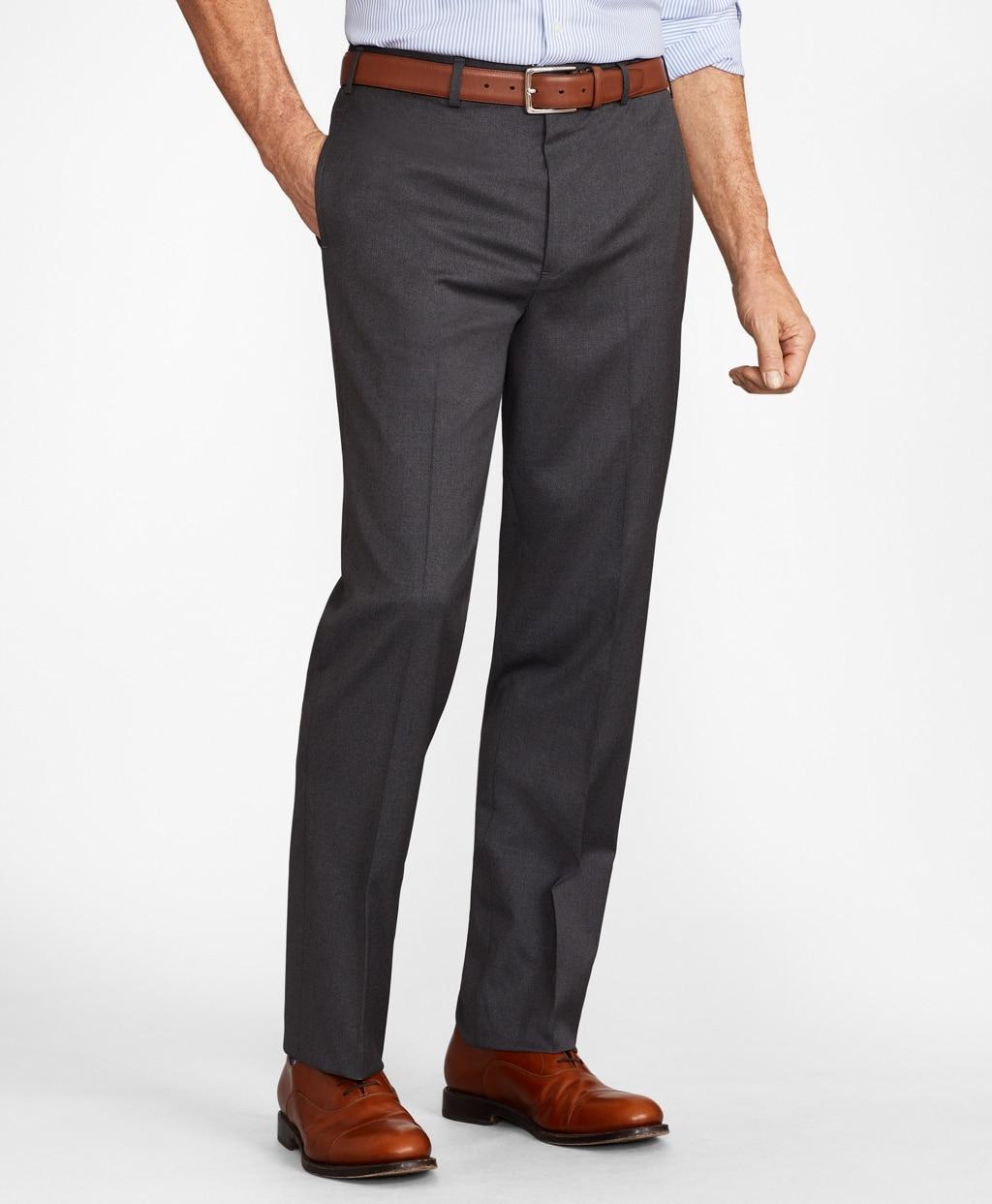 Brooks Brothers Brooksflextm Regular-fit Wool Trousers in Grey (Gray ...