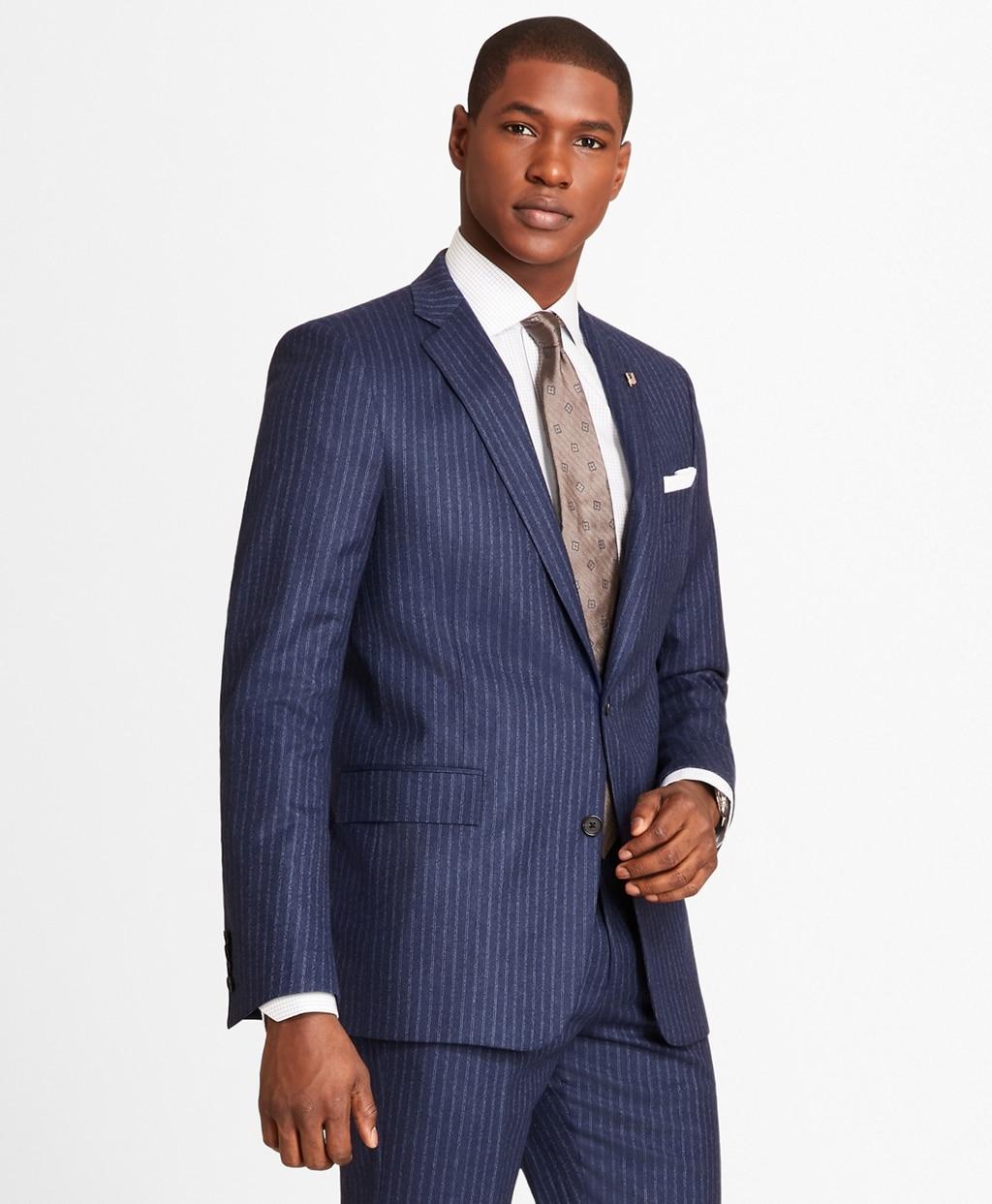 Brooks Brothers Slim Fit Double Stripe Flannel 1818 Suit in Blue for
