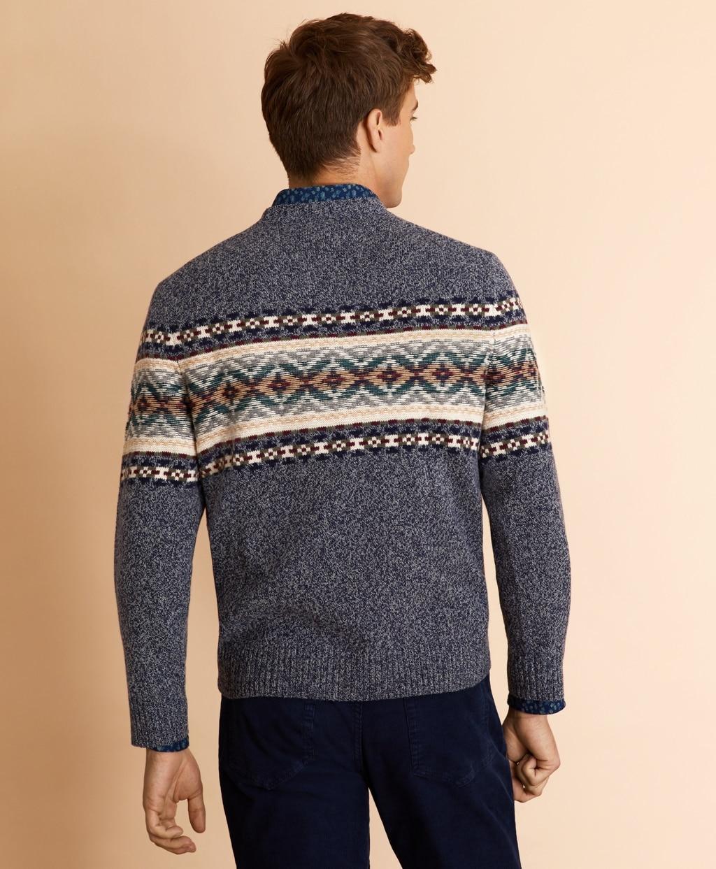 Brooks Brothers Wool-blend Fair Isle Crewneck Sweater in Grey (Gray ...