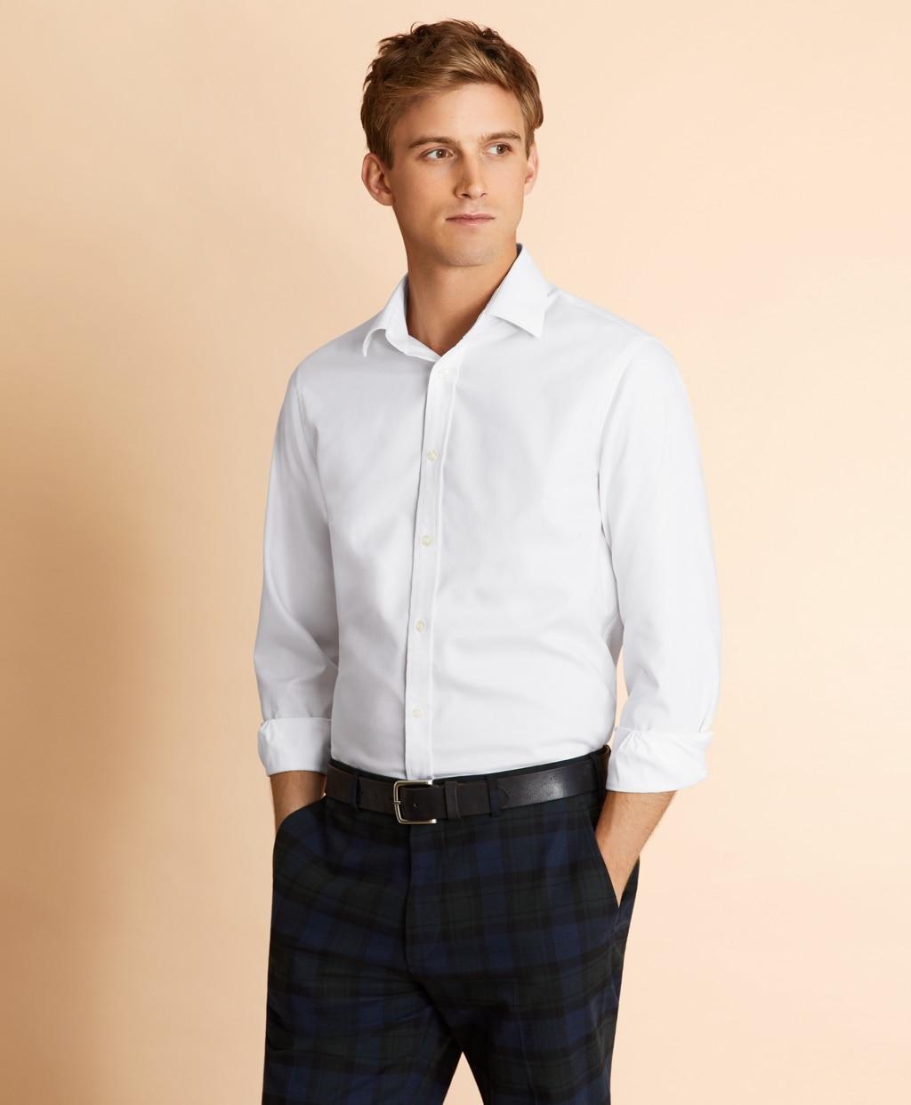 Brooks Brothers Cotton Dobby Spreadcollar Shirt in White for Men Lyst