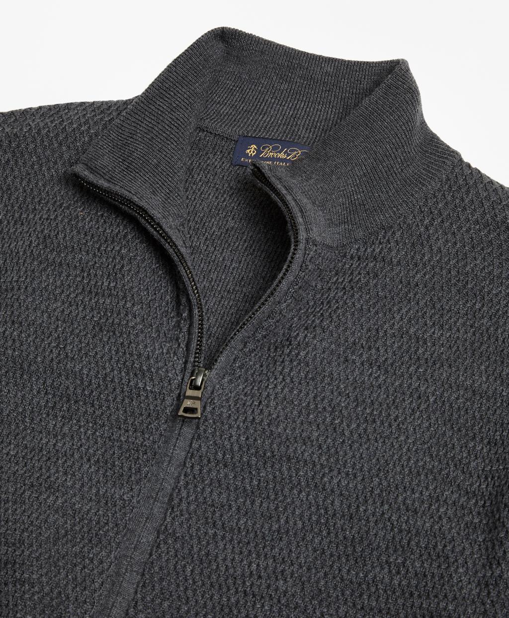 Brooks Brothers Textured Merino Wool Fullzip Sweater in Grey (Gray) for Men Lyst